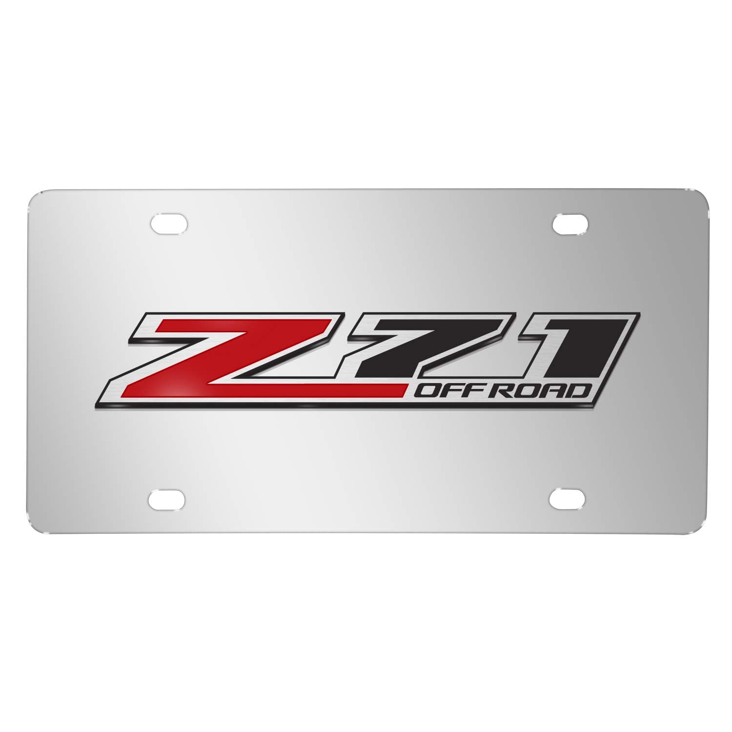 iPick Image Made for Chevrolet Z71 Off Road 3D Logo Mirror Chrome Stainless Steel License Plate
