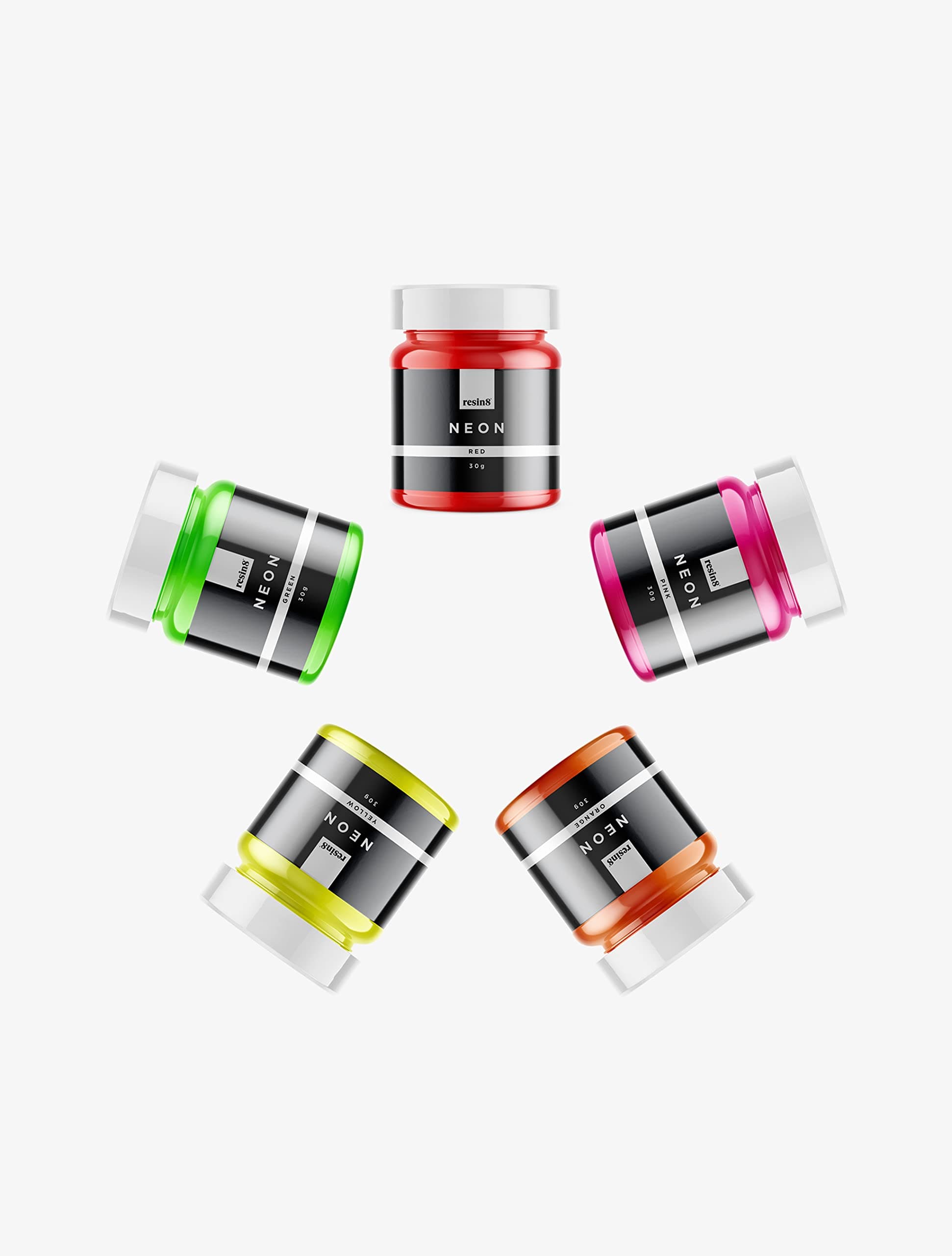 Epoxy Resin Pigment, Vegan-Friendly, Fluorescent Opaque Colour for Resin Art, 5 x 30g - NEON Bundle