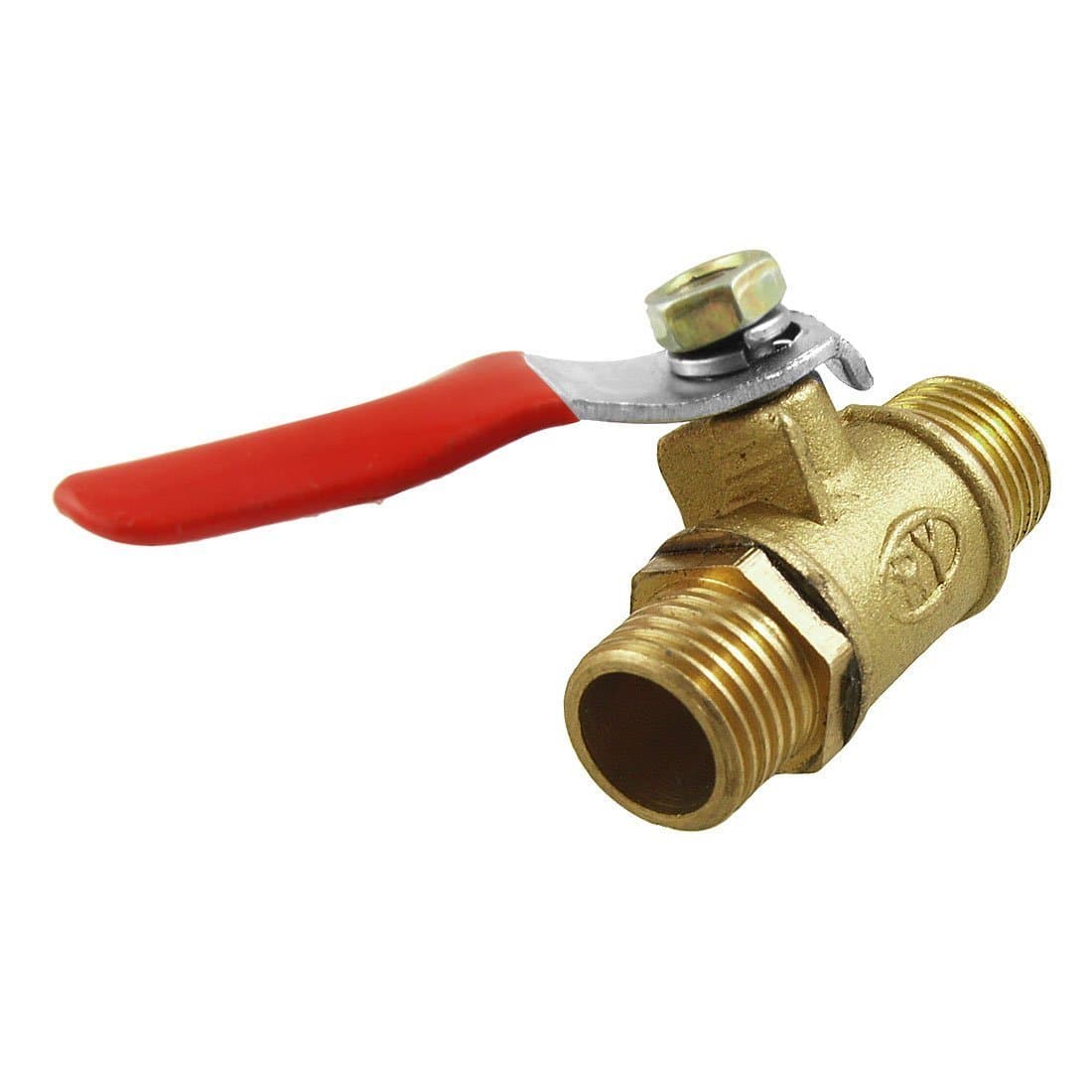 Deal Mux 1/4 Inch PT 12.7 mm Male Thread Red Lever Handle Ball Valve Full Bore