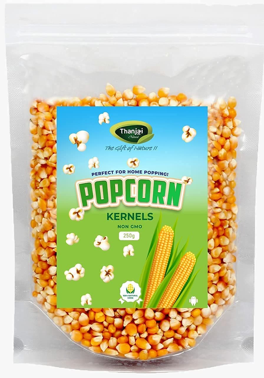 Thanjai Natural 250g Popcorn Kernels Seeds (Pouch) & 100% Popping Corn (Gourmet Popcorn Kernels)