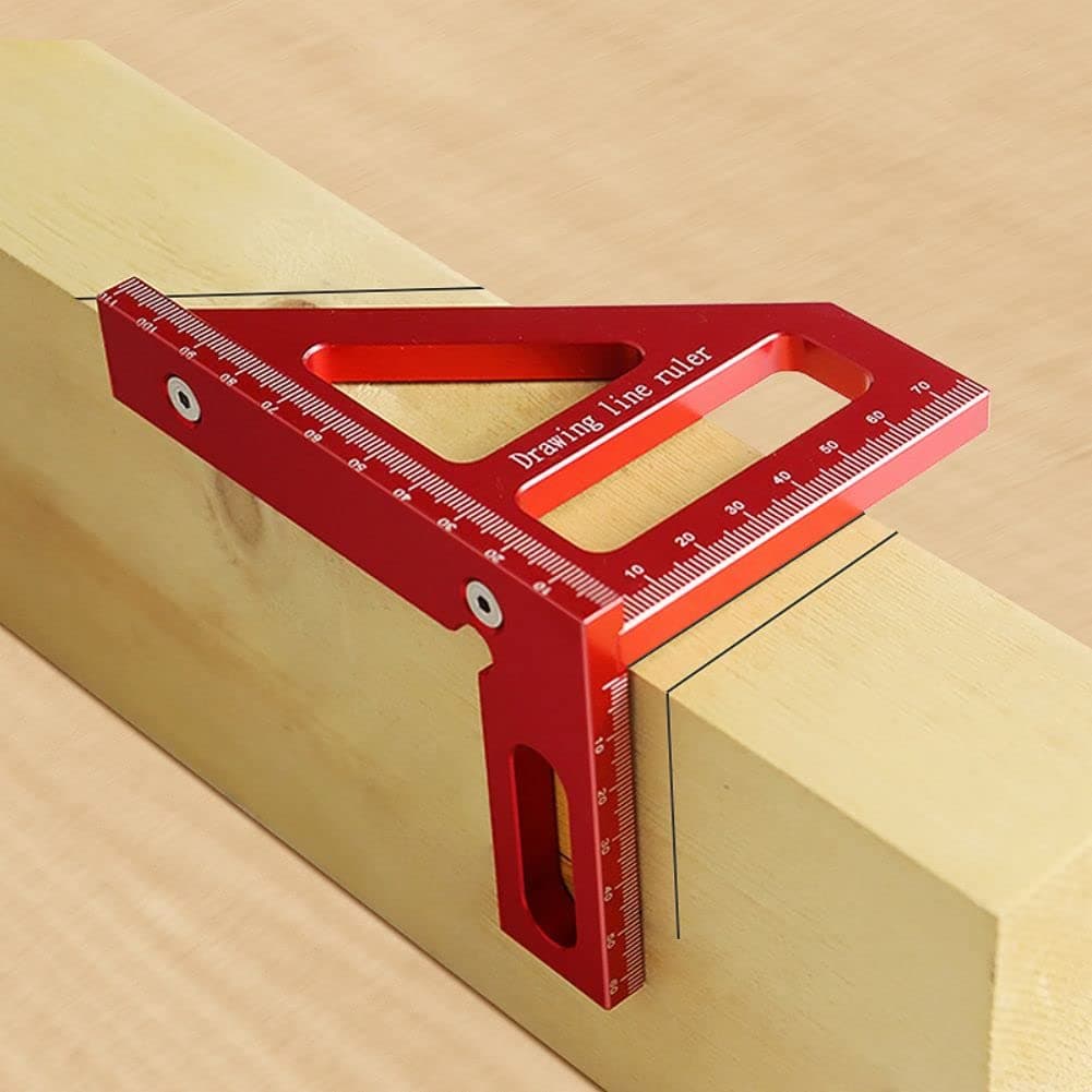3D Multi-Angle Measuring Ruler, 4.41" x 3.11" Aluminum Alloy Woodworking Square Protractor, Carpenter's Tool