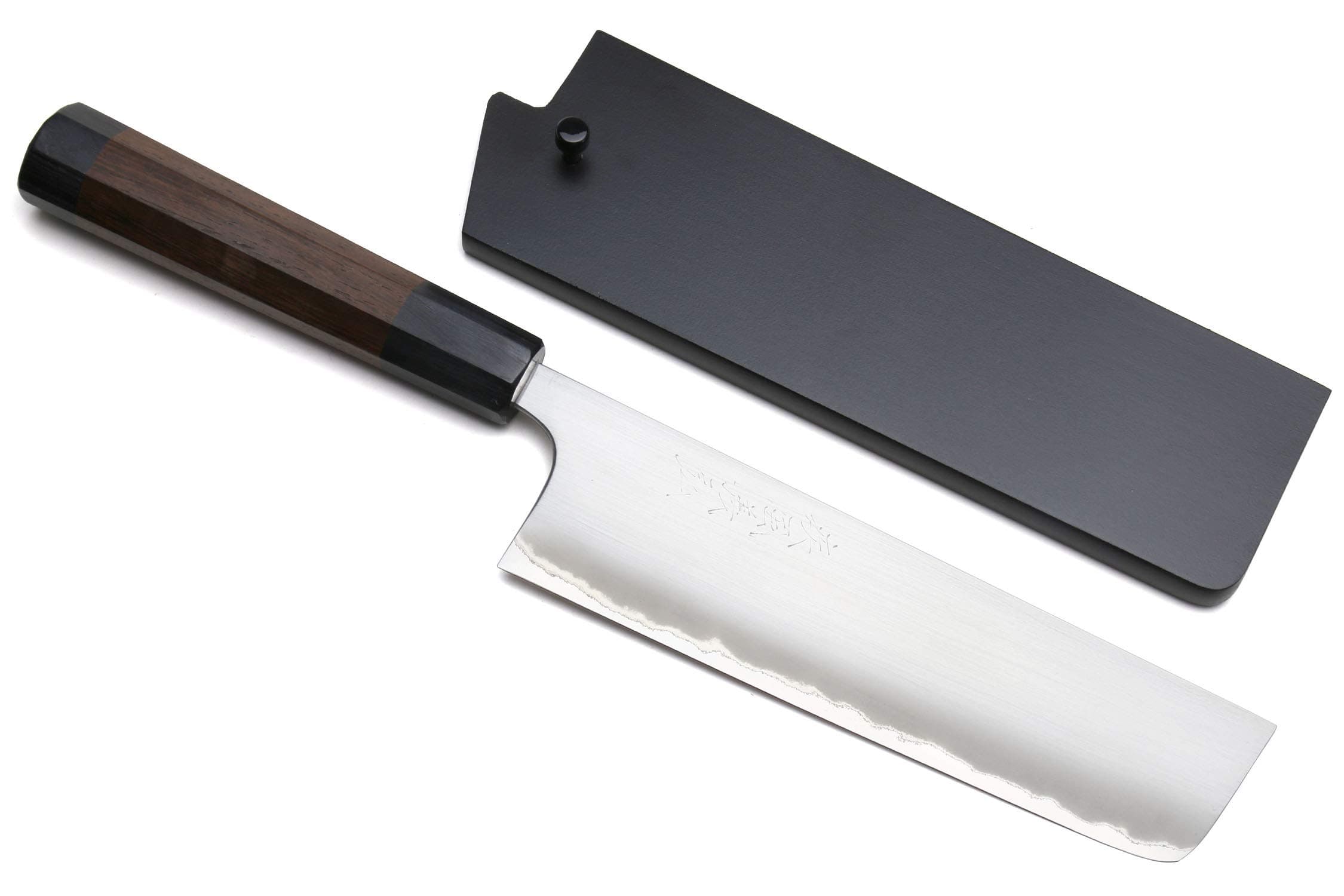 Yoshihiro Blue Steel #1 Masashi Aoko Stainless Clad Nakiri Vegetable Chef Knife (6.5'' (165mm) & Saya)