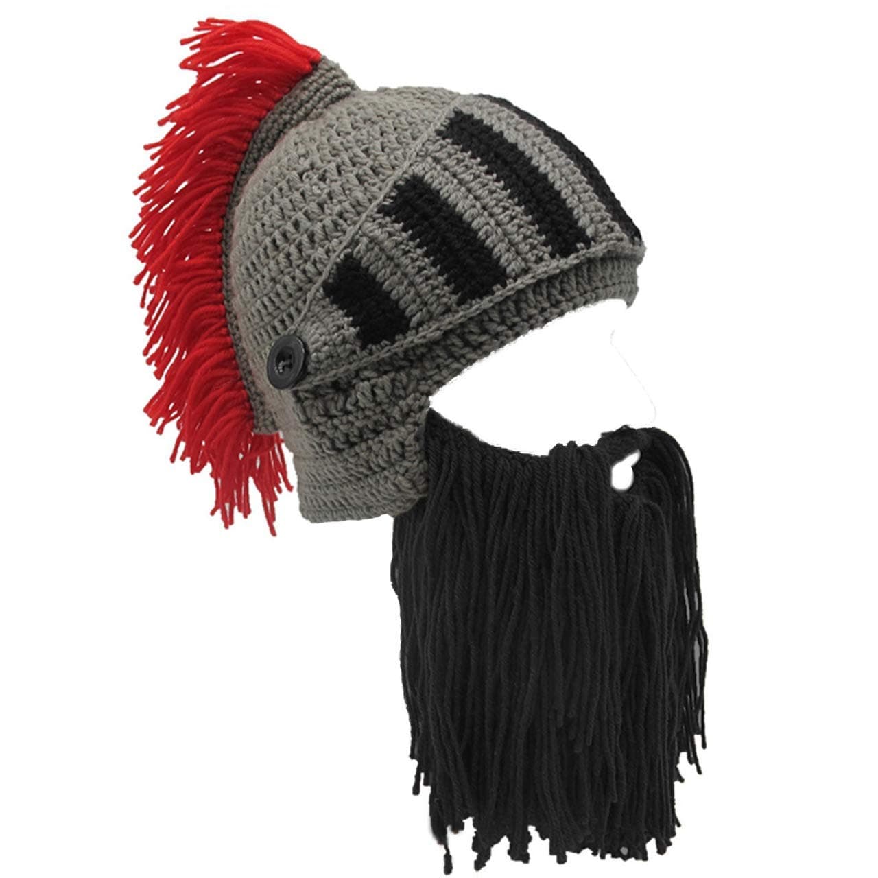 GTGJ Winter Hats Red Santa Caps Beard Wig Knit Crochet Warm Snow Ski Unisex Lovers Men Women Kid - Black - L