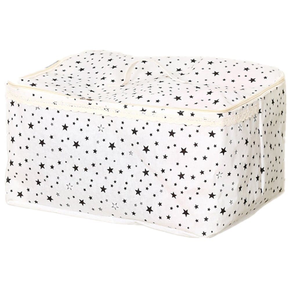 ShuZ White Linen Clothes Storage Bag, Folding Organizer Bag with Zipper and Handles