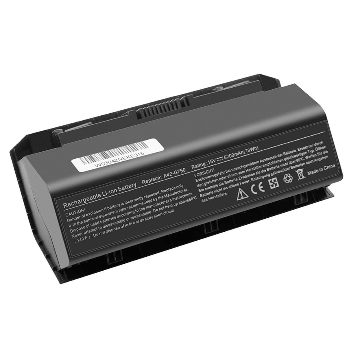 Li-ion Laptop Battery Replacement A42-G750 for ASUS (ROG) G750 G750J G750JH G750JM G750JS G750JW G750JX G750JZ Series [15V 5900mAh 88.5Wh]