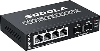 SODOLA 6 Port 2.5G Umanaged Ethernet Switch, 4X 2.5GBASE-T Ports, 2X 10G SFP, 60Gbps Switching Capacity, Mini Wall Mountable 2.5Gb Network Switch for Wireless AP, NAS, PC (4X2.5G+2X10G SFP+)