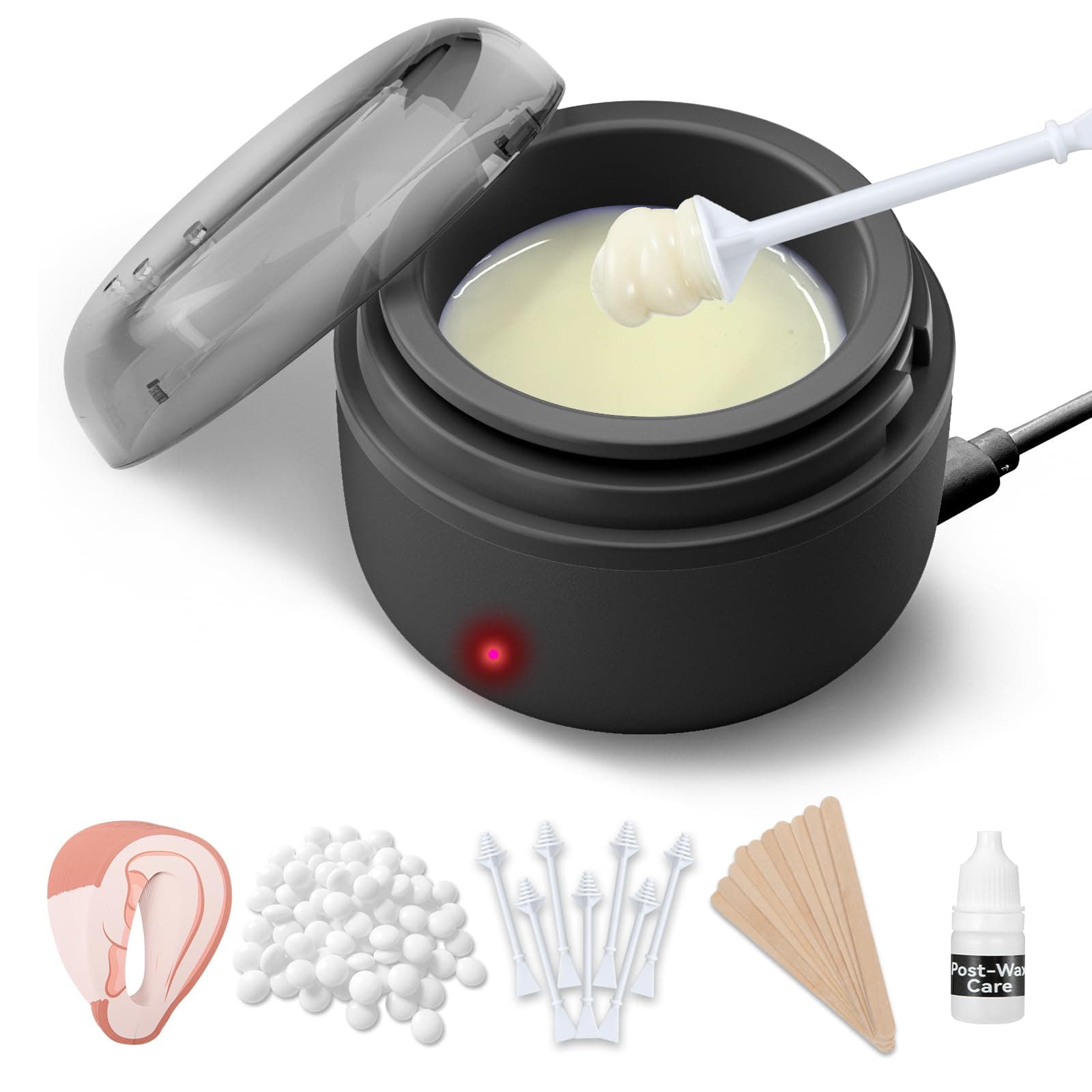 - Ear Nose Wax Kit Men, Nose Hair Waxing Kit for Men, Ear Hair Removal Wax 100g, 20 Pcs Nose Applicator, 15-20 Times, Usb Rapid Heating, Constant Temperature, Painless, Black