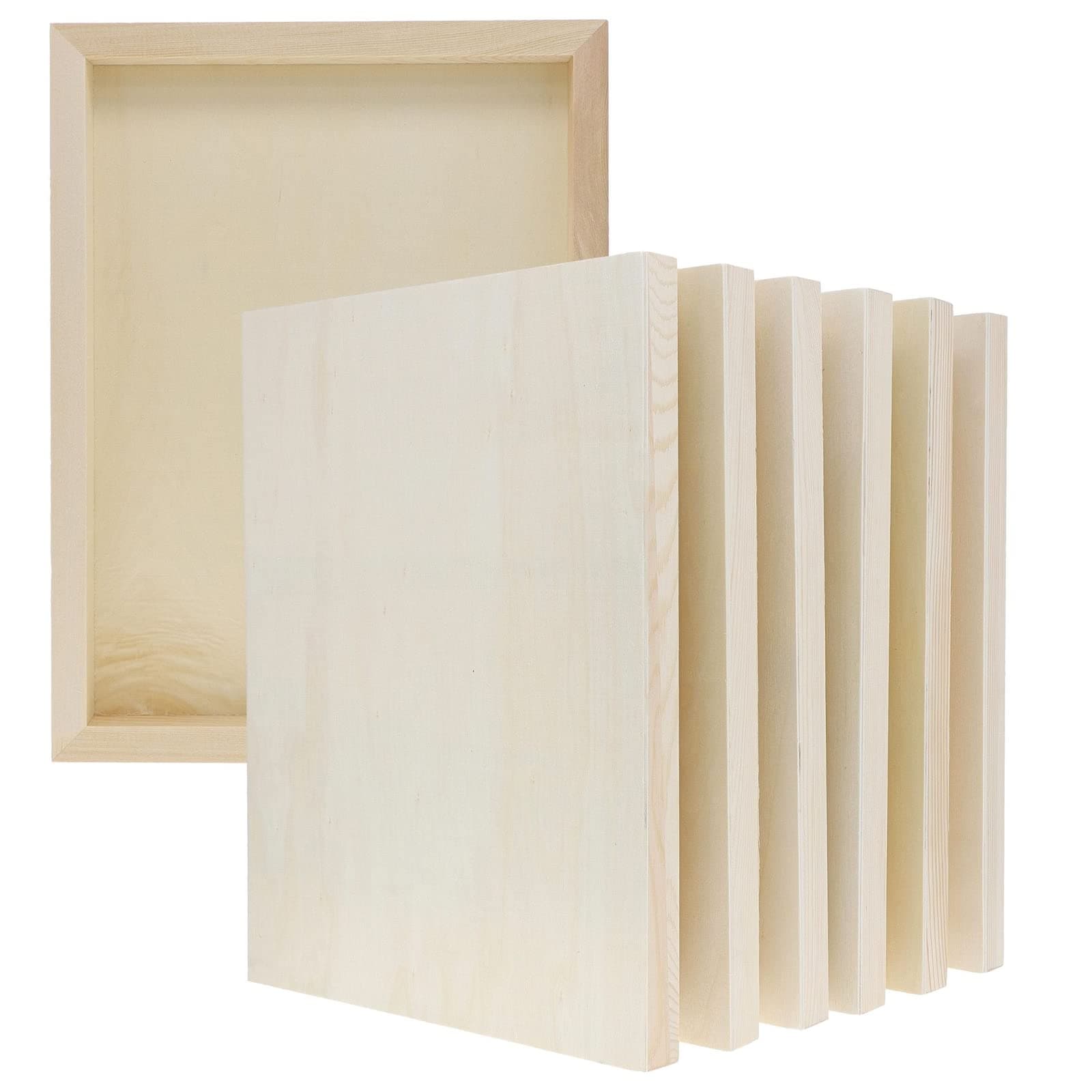 Unfinished Wooden Panels, 6 Pack Wood Canvas Boards for Painting, Arts and Crafts, Rectangular, 23 x 30.5 cm