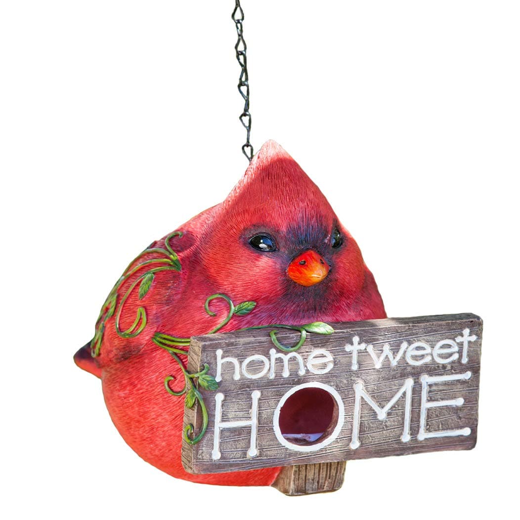 Ivy Home Red Polystone and Plastic Portly Bird Feeder House