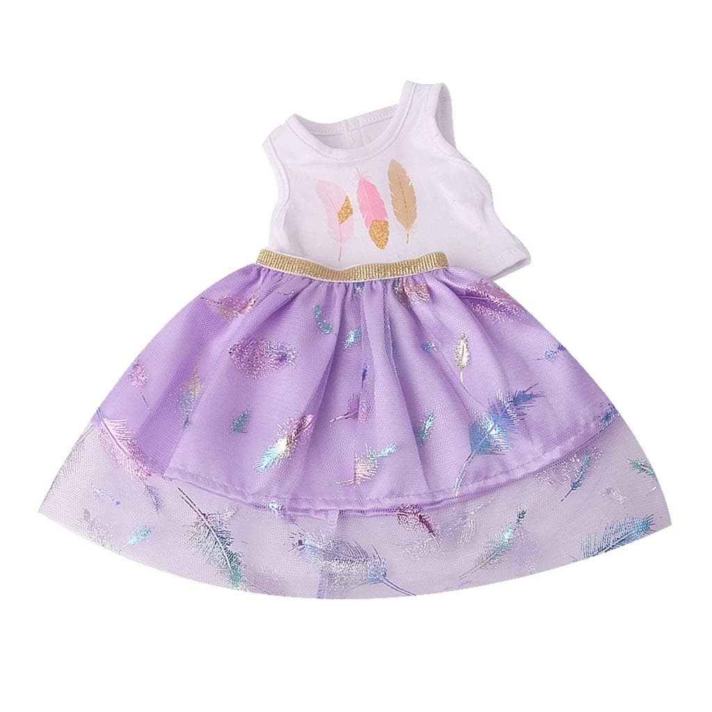 Street27® 18'' American Doll Clothes T-Shirt+Skirt Girl Doll Accs Girls Gifts Purple
