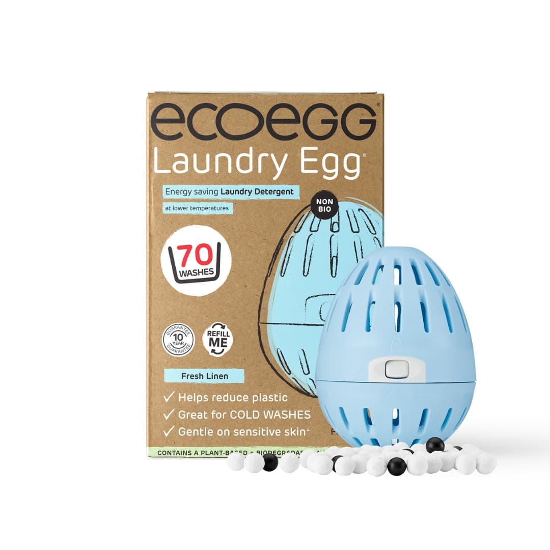 Ecoegg Laundry Eggs - Fresh Linen | 70 Refillable Laundry Detergent | Non-Bio, Hypoallergenic, Eco-Friendly, Great for Sensitive Skin