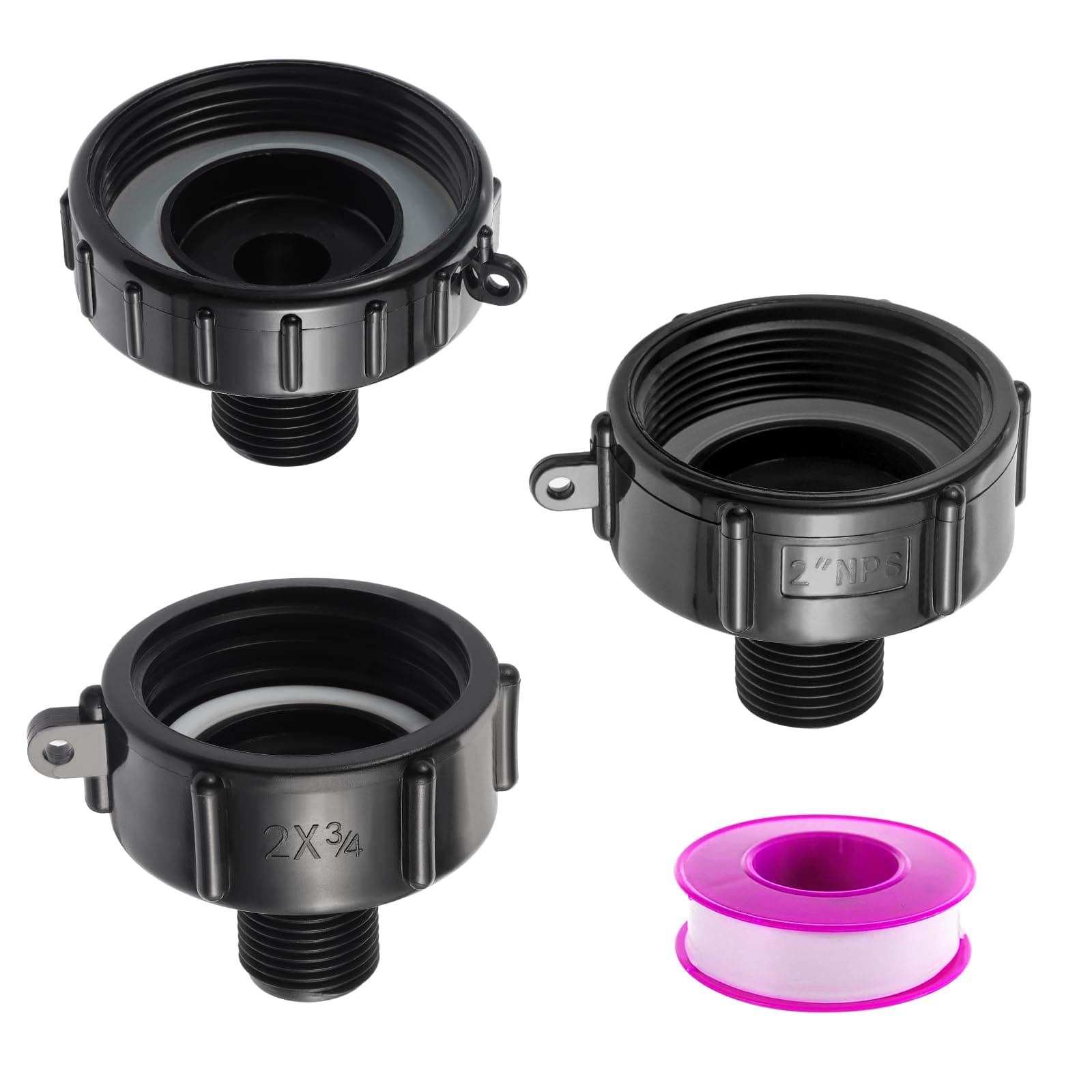 3 sizes 275-330 gallon IBC pallet drain adapters, food-grade IBC drain adapters, 2-inch coarse thread × 3/4-inch male G-type hose + 2-inch fine thread + 2.44-inch fine thread