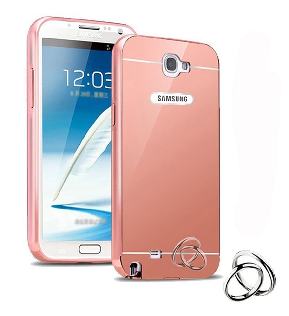 Galaxy Note 2 Case,DAMONDY Luxury Metal Air Aluminum Bumper Detachable + Mirror Hard Back Case 2 in 1 cover Ultra-Thin Frame Case For Samsung Galaxy Note 2 N7100 (Rose)