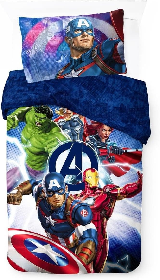 Avengers Single Duvet Cover – Captain America, Thor, The Hulk and Iron Man Reversible Bedding Set