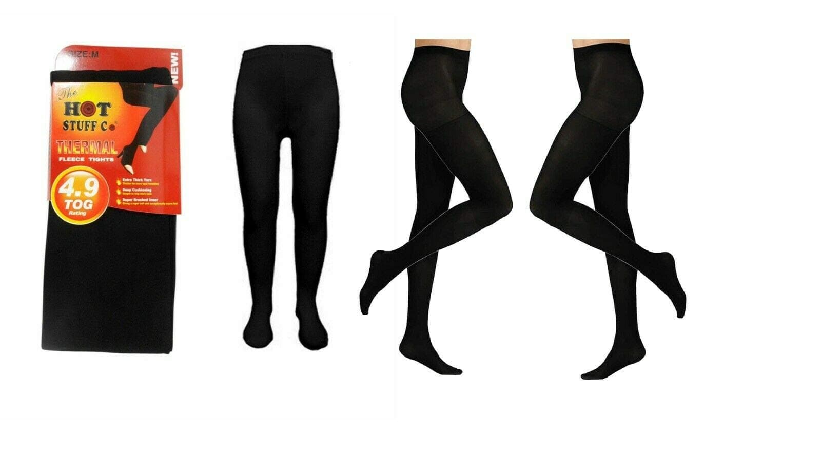Ladies Women's Winter Warming Fleece Lined Thick Thermal Full Foot Tights S-XL (Small)