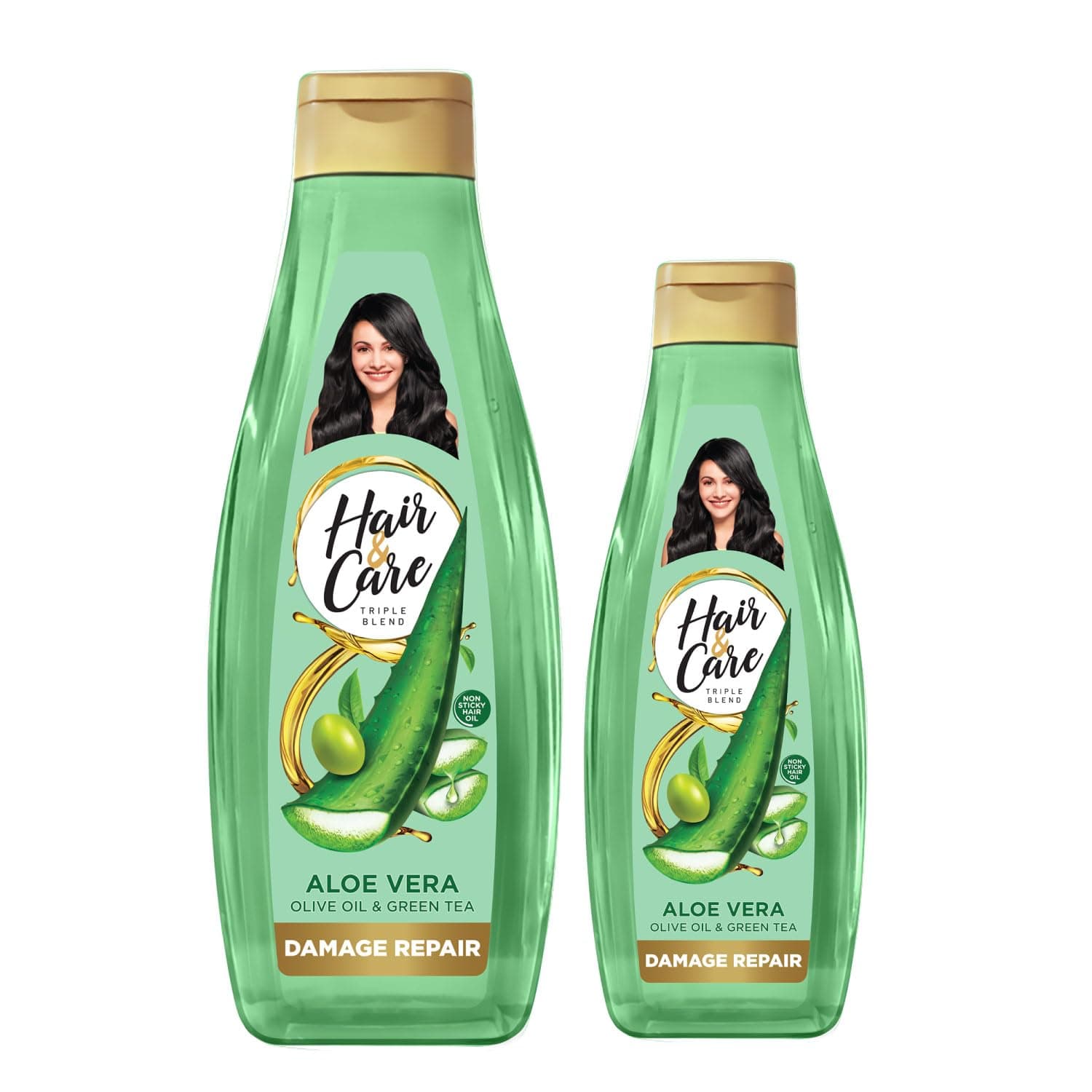 Triple Blend Damage Repair Non-Sticky Hair Oil with Aloe Vera, Olive Oil & Green Tea, 300 ml + 100 ml