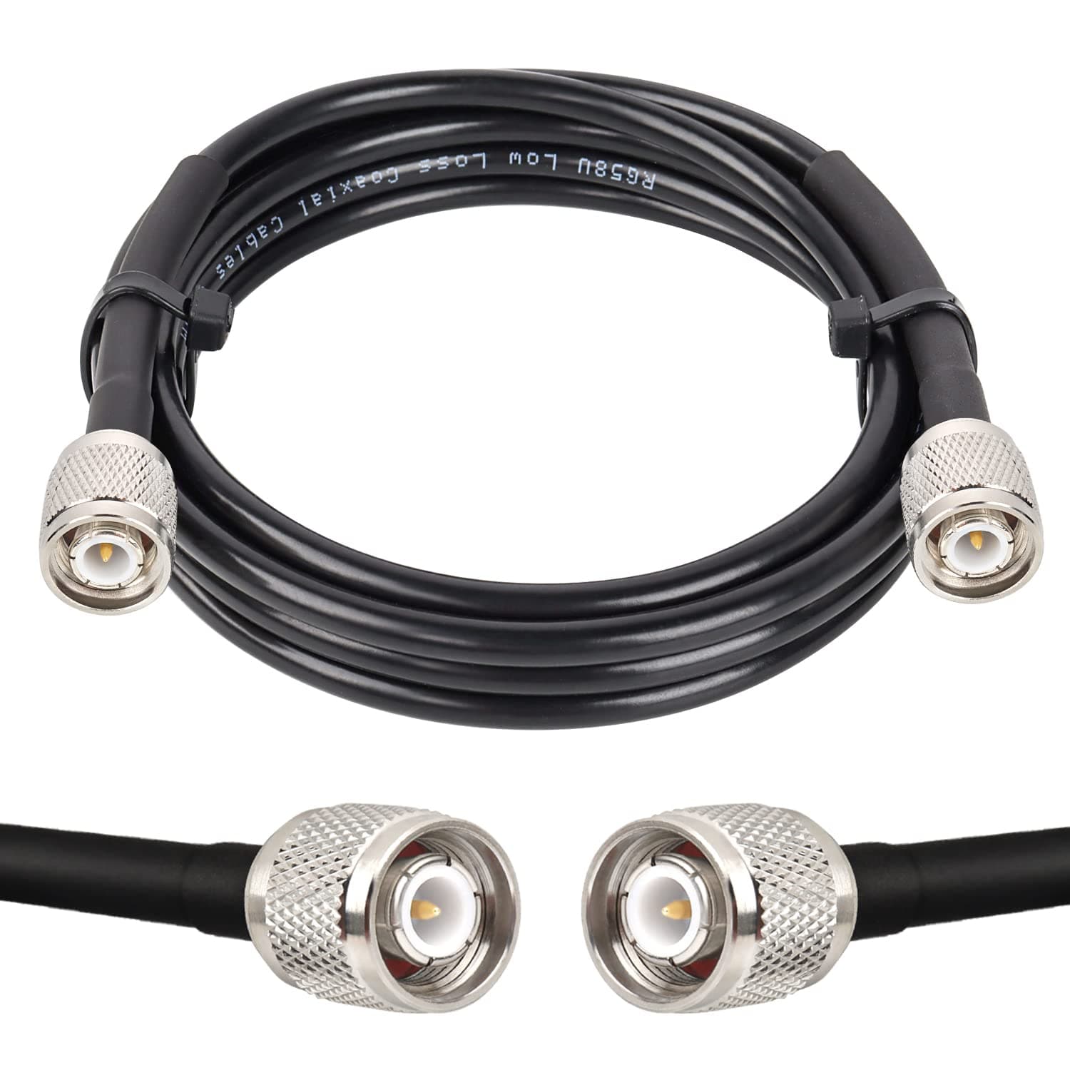 TNC Male to TNC Male Coax Cable 6FT, 50 Ohm RG58 Coaxial Cable with TNC Connectors for GPS Navigation Antenna,RTK Surveying Antenna,Wireless mic System