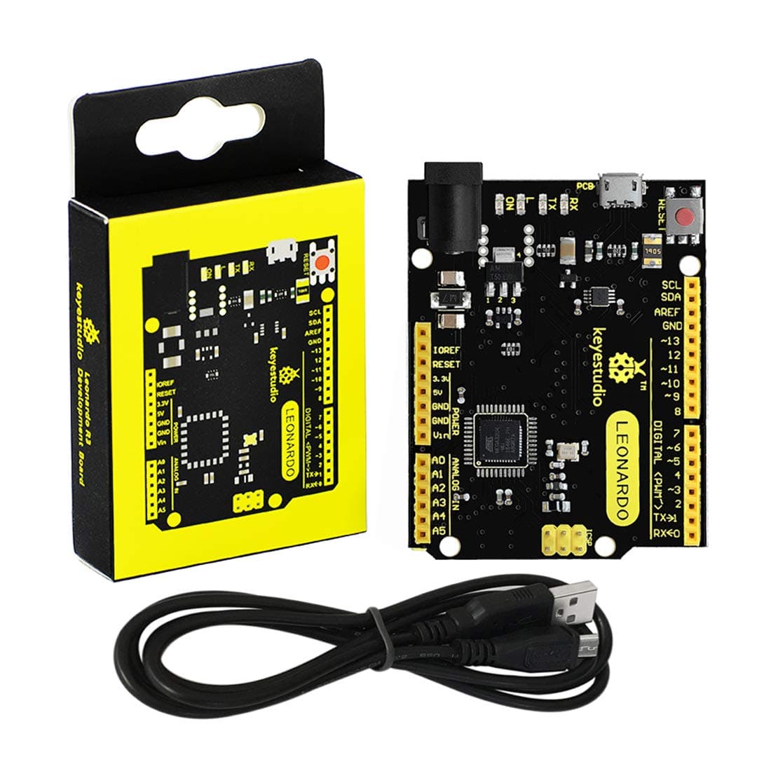 KEYESTUDIO Leonardo R3 Board with USB Cable for Arduino Projects
