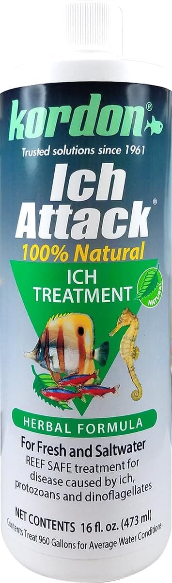 Kordon#39446 100% Natural and Herbal Formula Ich Attack-Ich Treatment for Aquarium, 16-Ounce, TEA COLOR