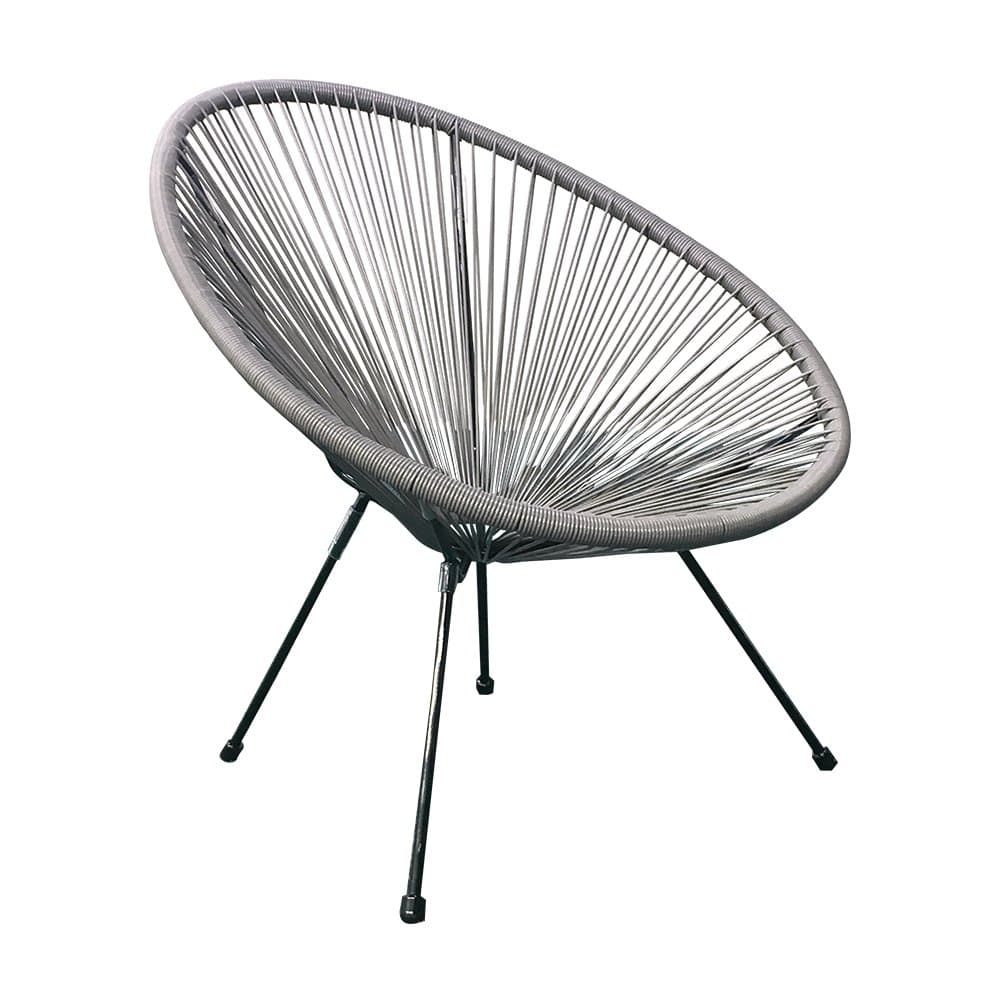 Acapulco Sun Oval Outdoor Patio Chair All-Weather Patio Indoor Outdoor Acapulco Weave Lounge Chair,1 Piece Set,Grey