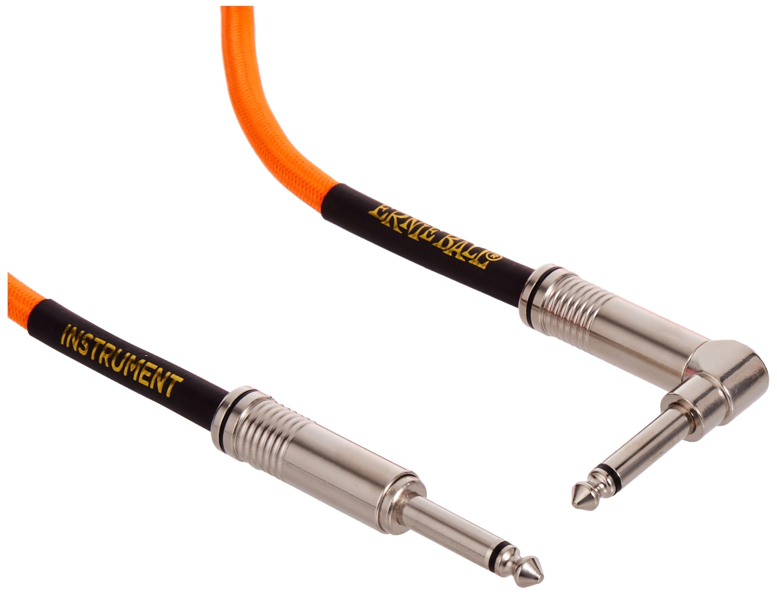 Braided Instrument Cable, Straight/Angle, 10ft, Neon Orange (P06079)