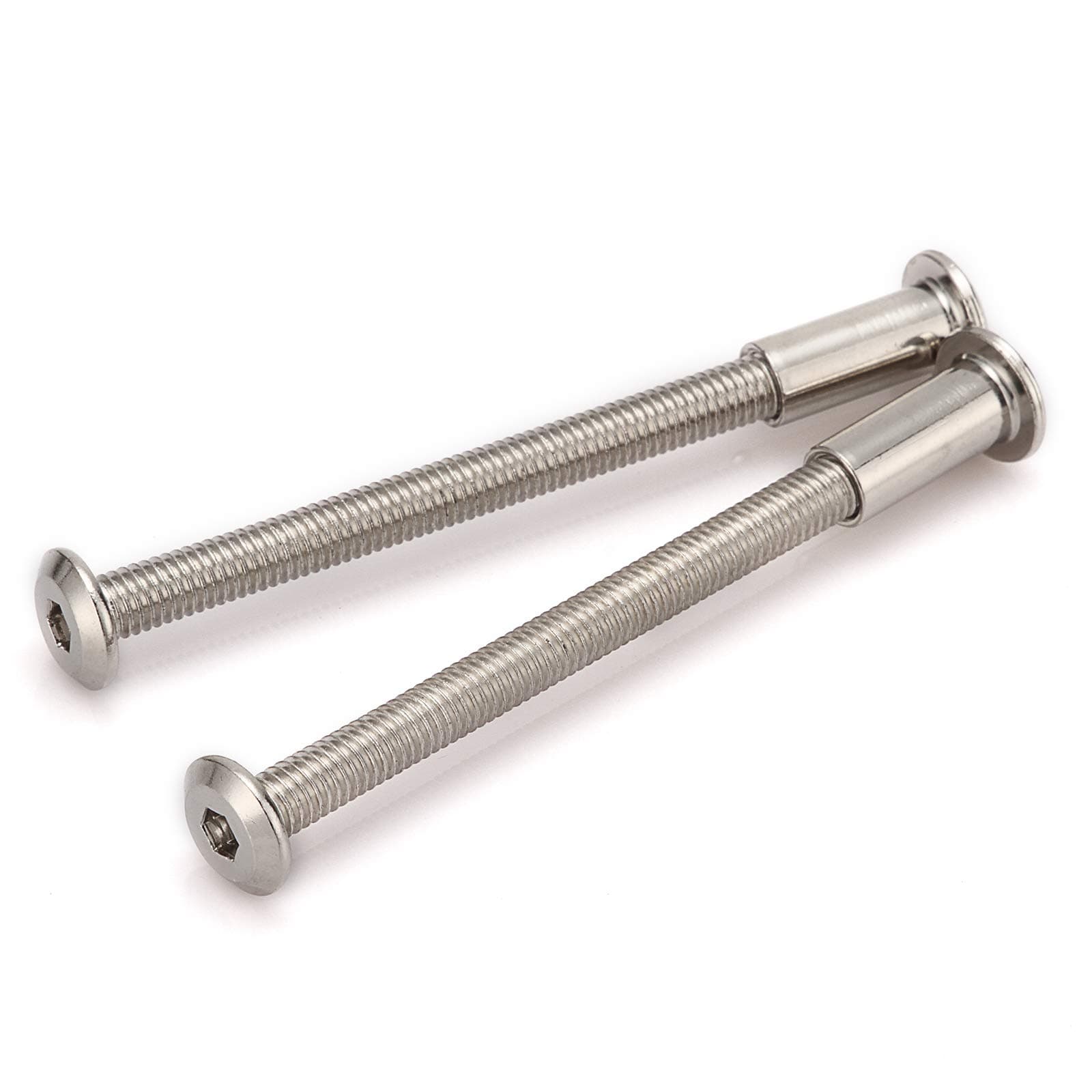 10pcs M6 Furniture Joint Connector Bolt & Cap Nut Kit Use for Cot Bed Crib Bolts Hex Drive Socket Cap Bolts - Hex Socket Screws Head (50mm)