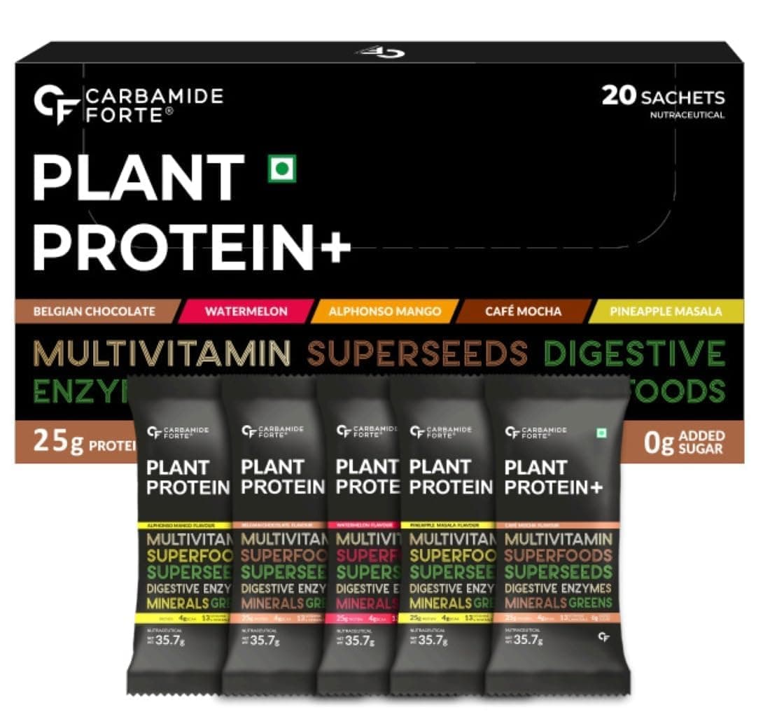 Carbamide Forte Plant Protein Powder - Plant Based Protein Powder | Vegan Protein | Pea Powder | Plant Protein powder for men & women - Pack Of 20