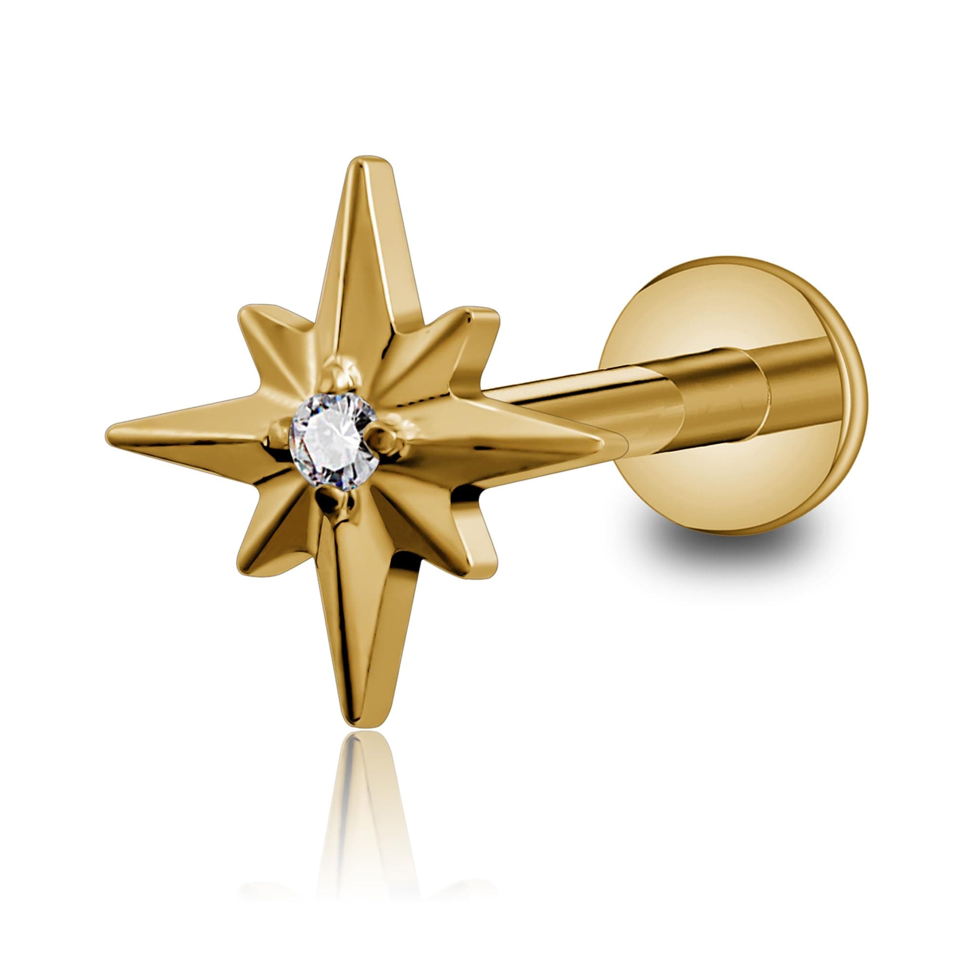 FINE4U 1pc Flat Back Stud for Flat, Helix and Conch 16G 6mm 8mm - ASTM F136 Titanium Cartilage Earring Piercing Jewelry, Titanium, Cubic Zirconia