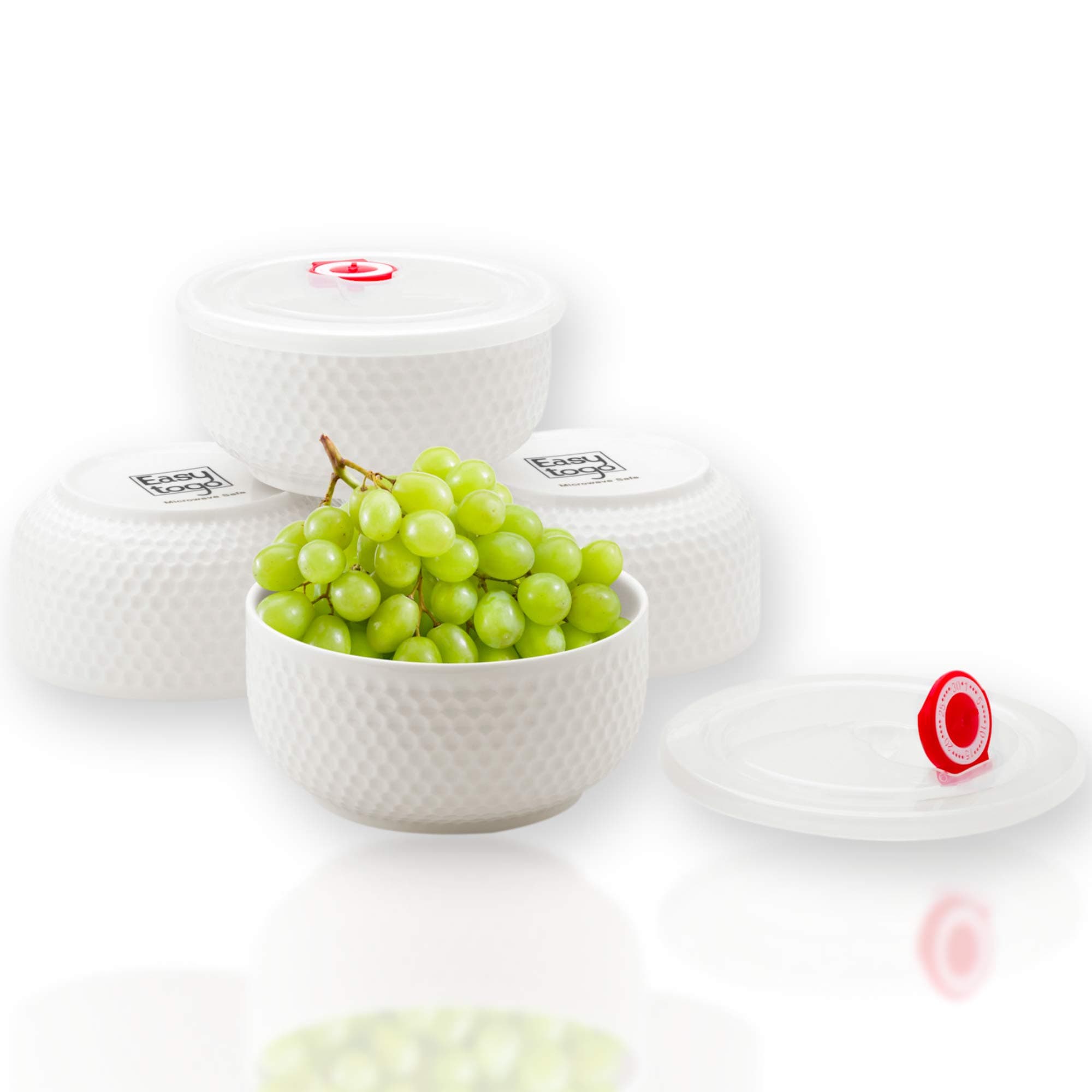 Ceramic Bowls (Set of 4 x 16oz Bowls) – Fun Design Assorted Sizes of China Bowl – Dishwasher & Microwave Safe Ceramic Bowl Set – Easy to Clean Kitchen Bowls Set - Mix Match Dishes Ceramic Houseware