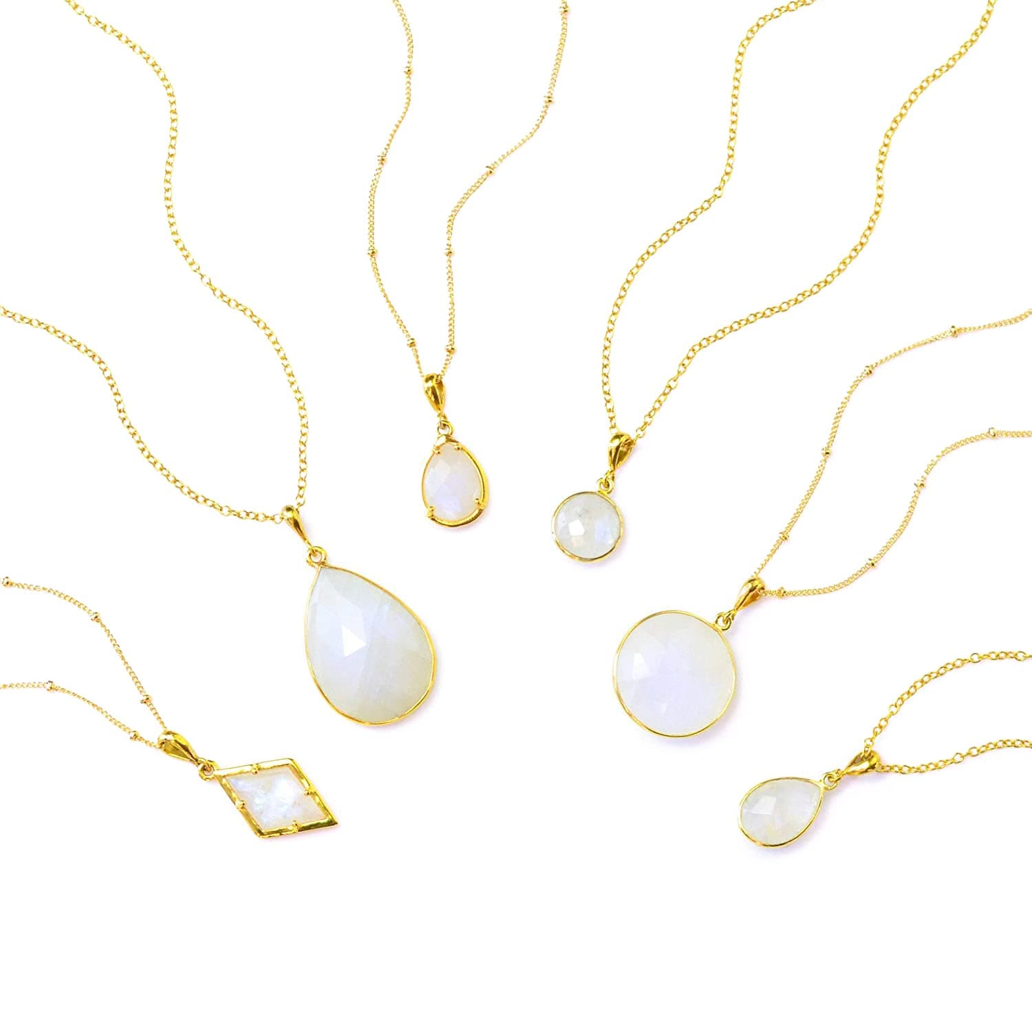 Natural Rainbow Moonstone Pendant Necklace, June Birthstone Necklace, Large Moonstone Necklace