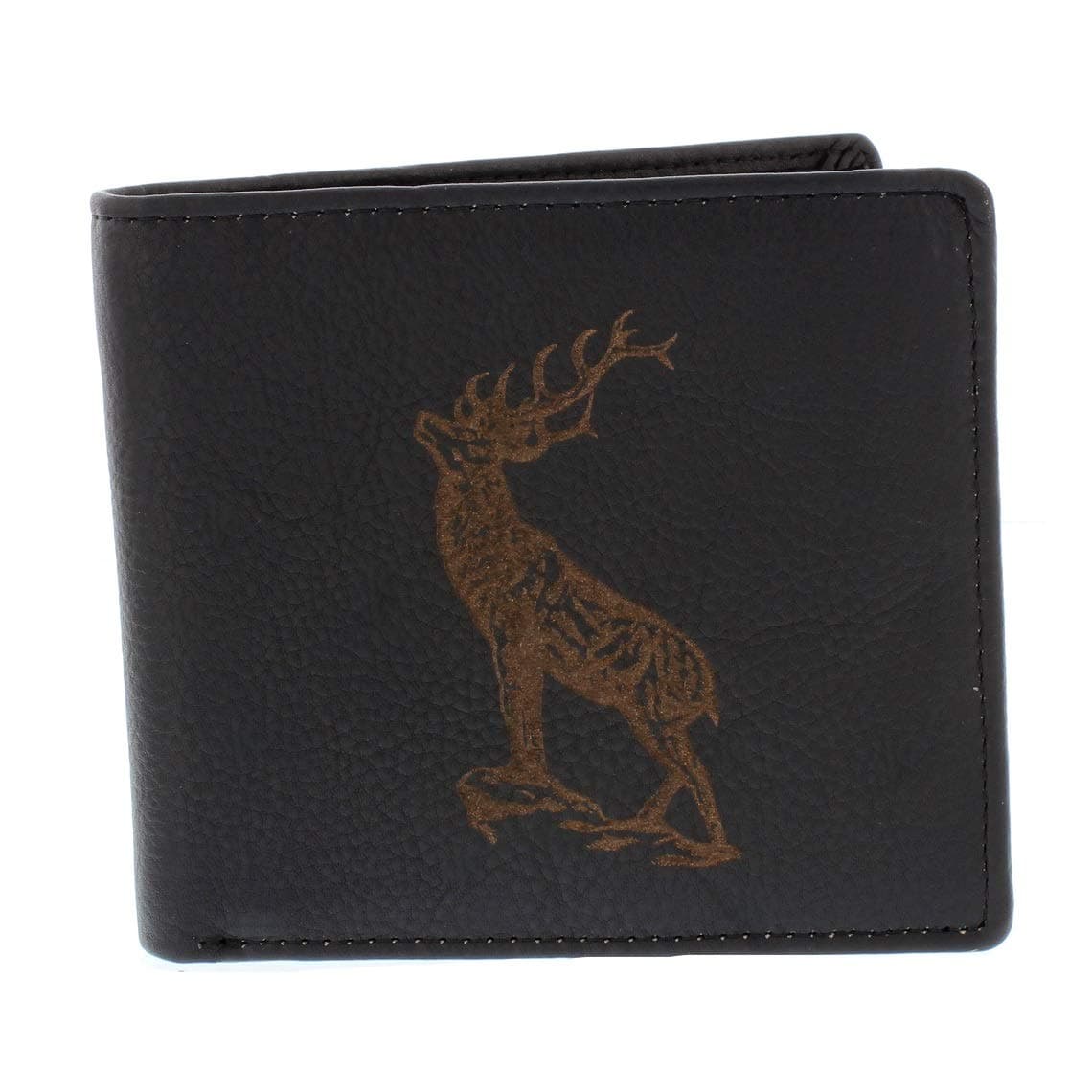 Leather GuildBlack Leather Stag Engraved Wallet