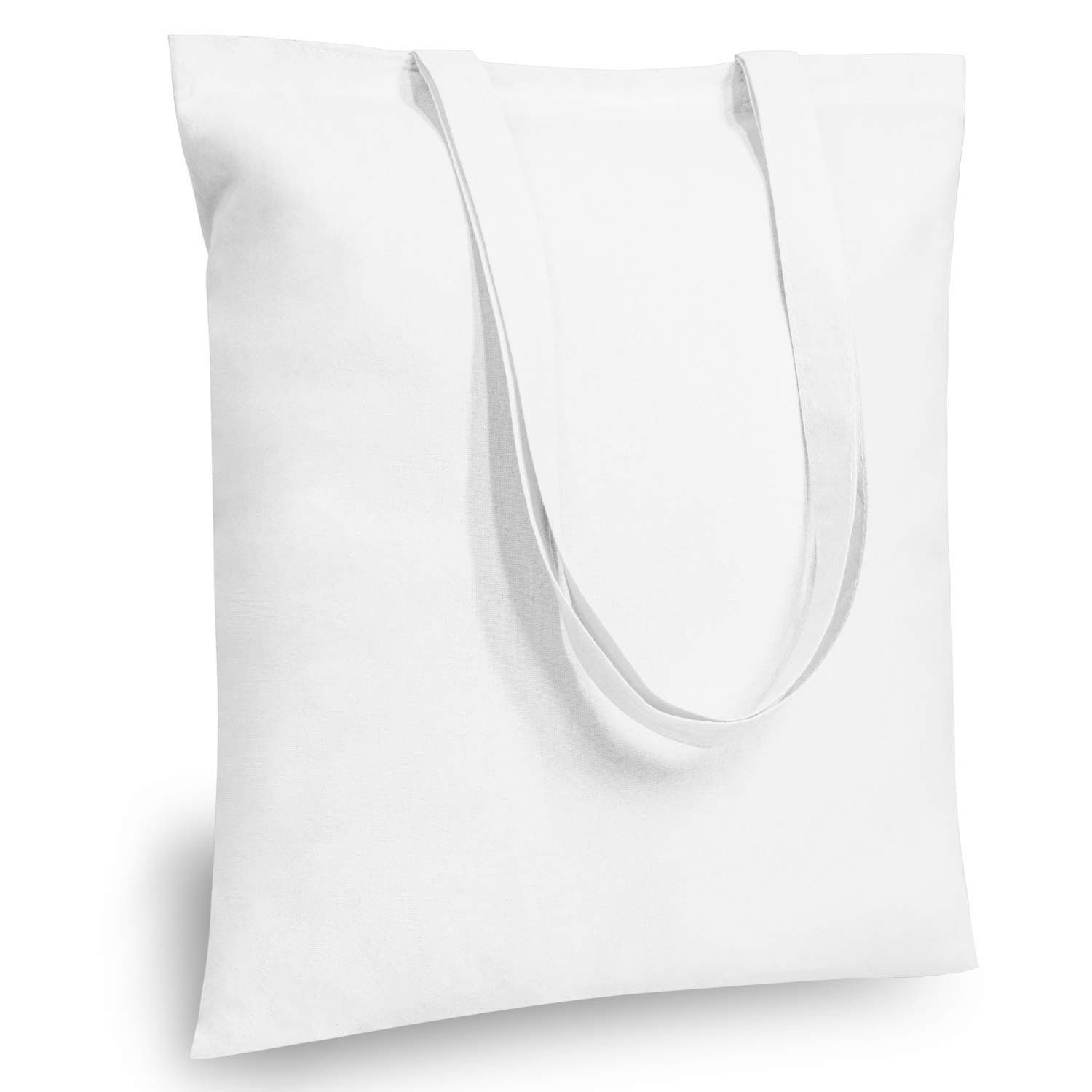 TOPDesign 6-Pack Economical 16"x15" White Cotton Tote Bag, Lightweight Medium Reusable Grocery Shopping Cloth Bags, Suitable for DIY, Advertising, Promotion, Gift, Activity