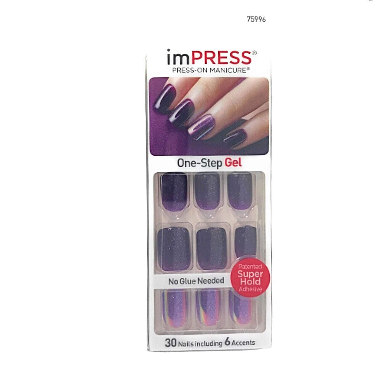 Kiss imPress Press On Manicure Purple Gel Nails # 75996 Shocking