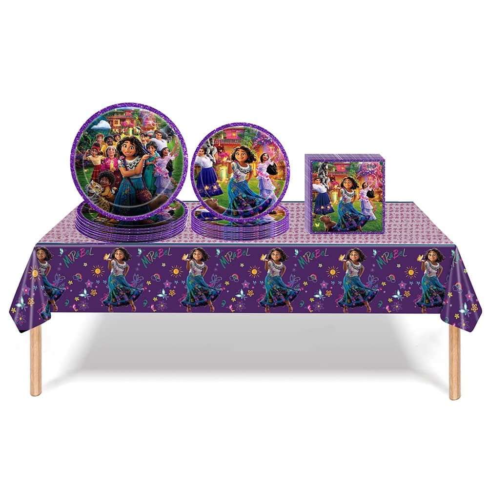 61pcs Encanto Birthday Party Supplies, Encanto Party Supplies, Encanto Party Decorations include Paper Plates Napkins and Tablecloth