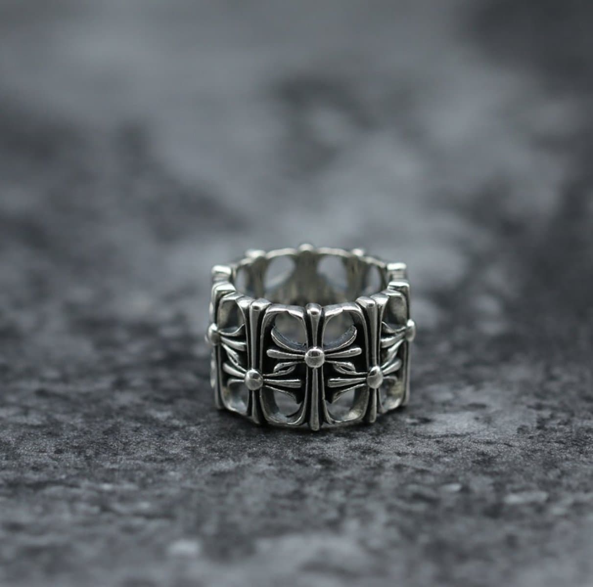 Lava Heart Men And Women 925 Sterling Silver Retro Rings Cross Tombstone Hollow Punk Ring,Ordinary-14