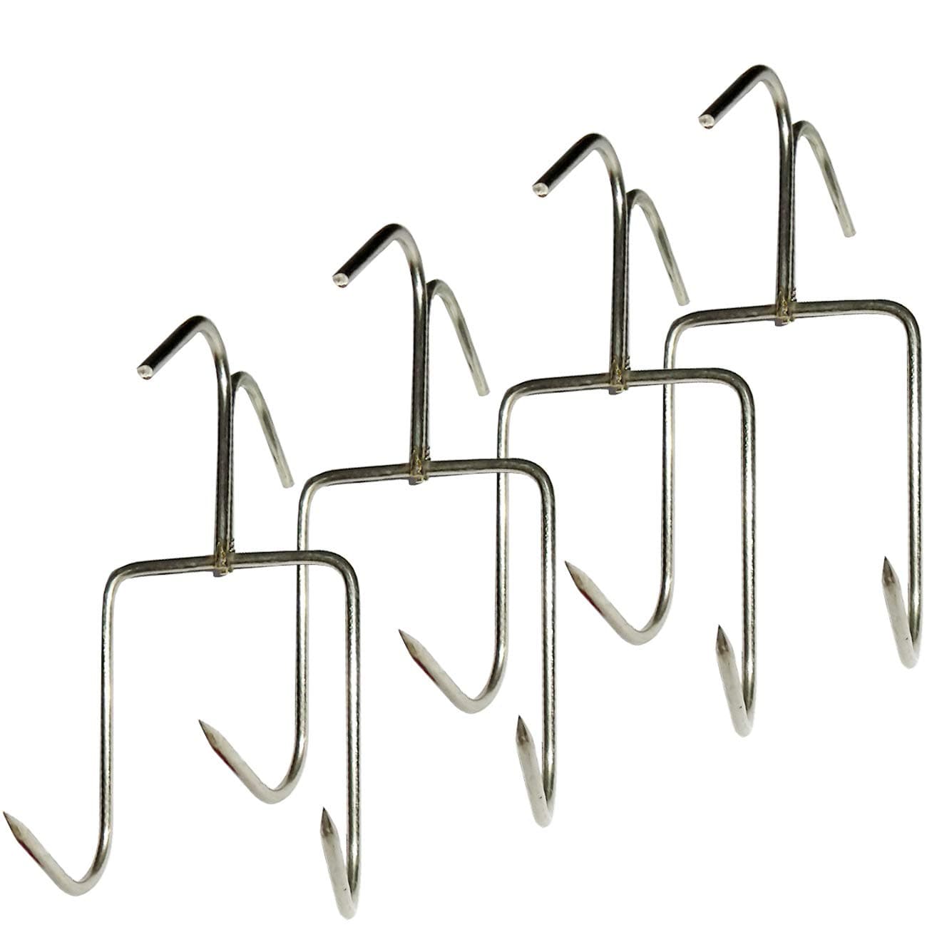 TIHOOD 4Pack Smoker Hooks, Stainless Steel Bacon Hanger, Roast Duck Hooks,Meat Hooks for Smoking, Hanging Bacon Hams Meat Processing BBQ Grill