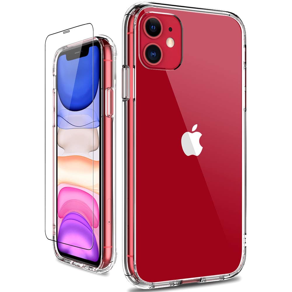 GiiKa for iPhone 11 Case with Screen Protector, Clear Heavy Duty Protective Case Girls Women Shockproof Hard PC Back Case with Slim TPU Bumper Cover Phone Case for iPhone 11