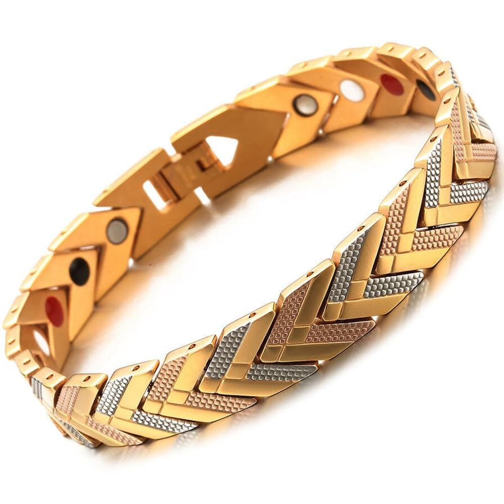 JFUMEMagnetic Bracelets for Women 18k Gold with Silver with Link Remove Tool Included 7.5"-8.5" Adjustable