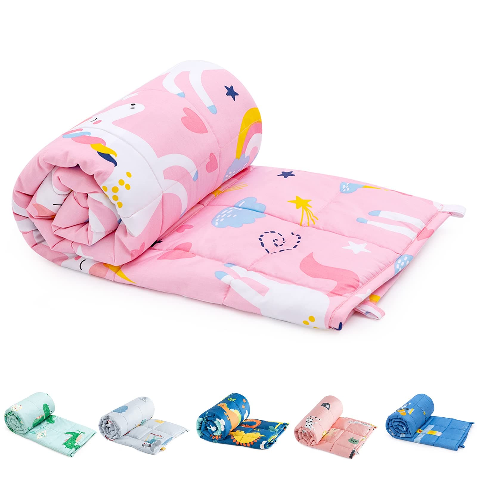 Sivio Weighted Blanket for Kids(5lbs, 36 x 48 Inches), Heavy Weighted Blanket for Toddler with 100% Soft Cotton and Glass Beads, Pink Unicorn