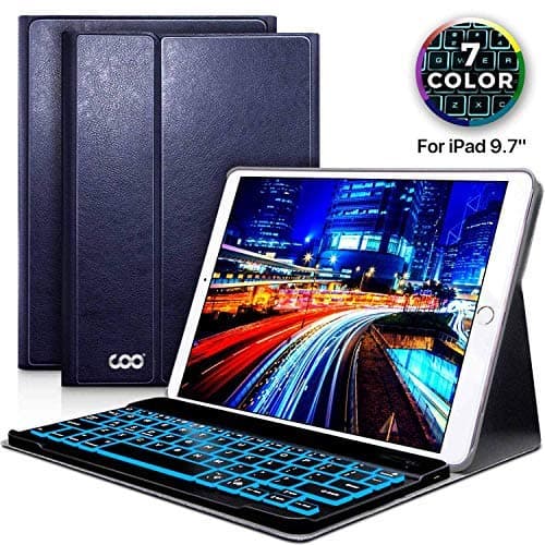 COO ipad Air 2&1 Case with Keyboard，ipad 5th 6th Generation Case with Keyboard，iPad Keyboard Case 9.7 inch 2017 2018 Backlit for Smart iPad Cover with Magnetically Detachable Bluetooth Keyboard