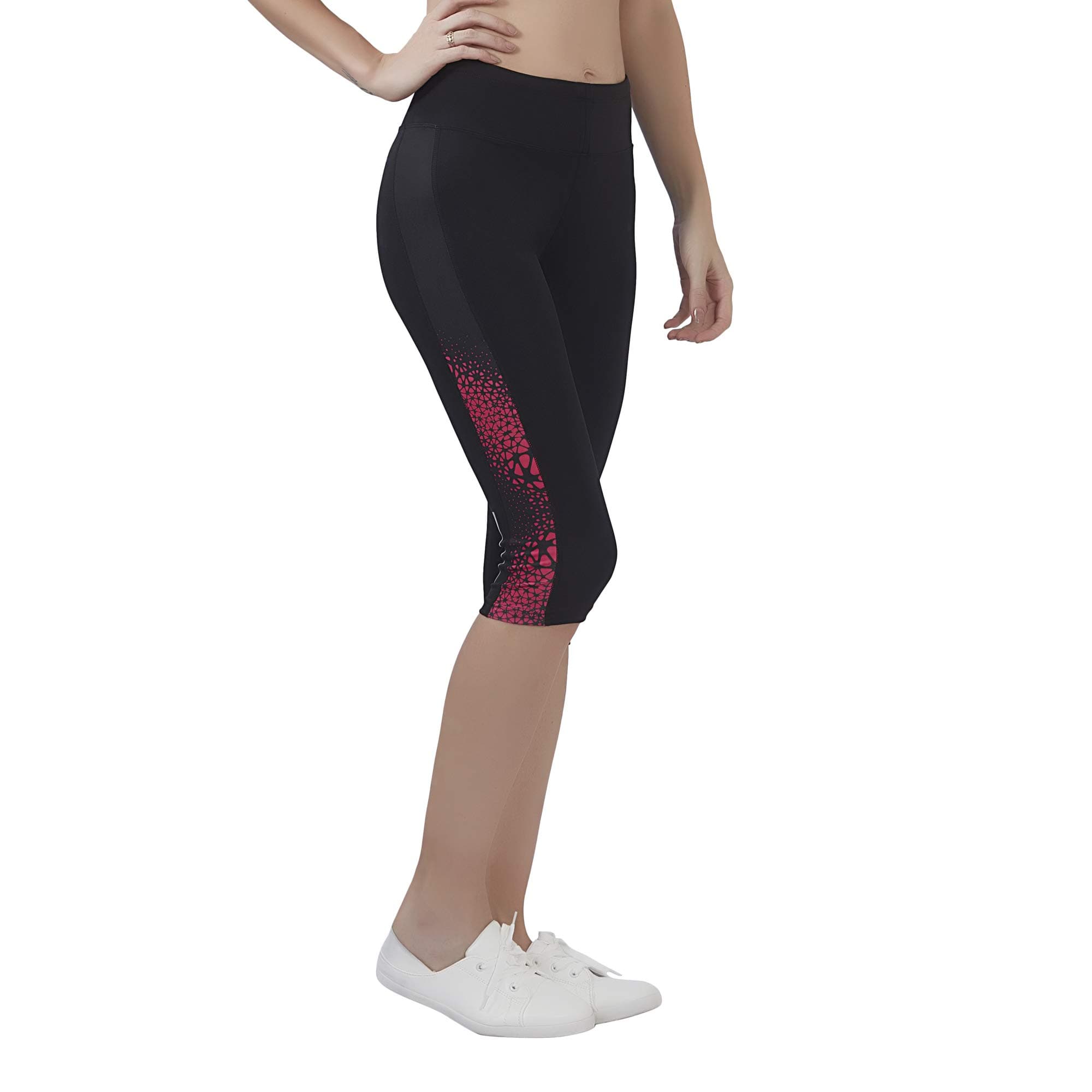 Veloz I Women's MultiSport Wear - Sports Legging (3/4th Length) | V Flex | Broad waist band,Bothside Printed Patch & Chain Stitch with Reflective tape.