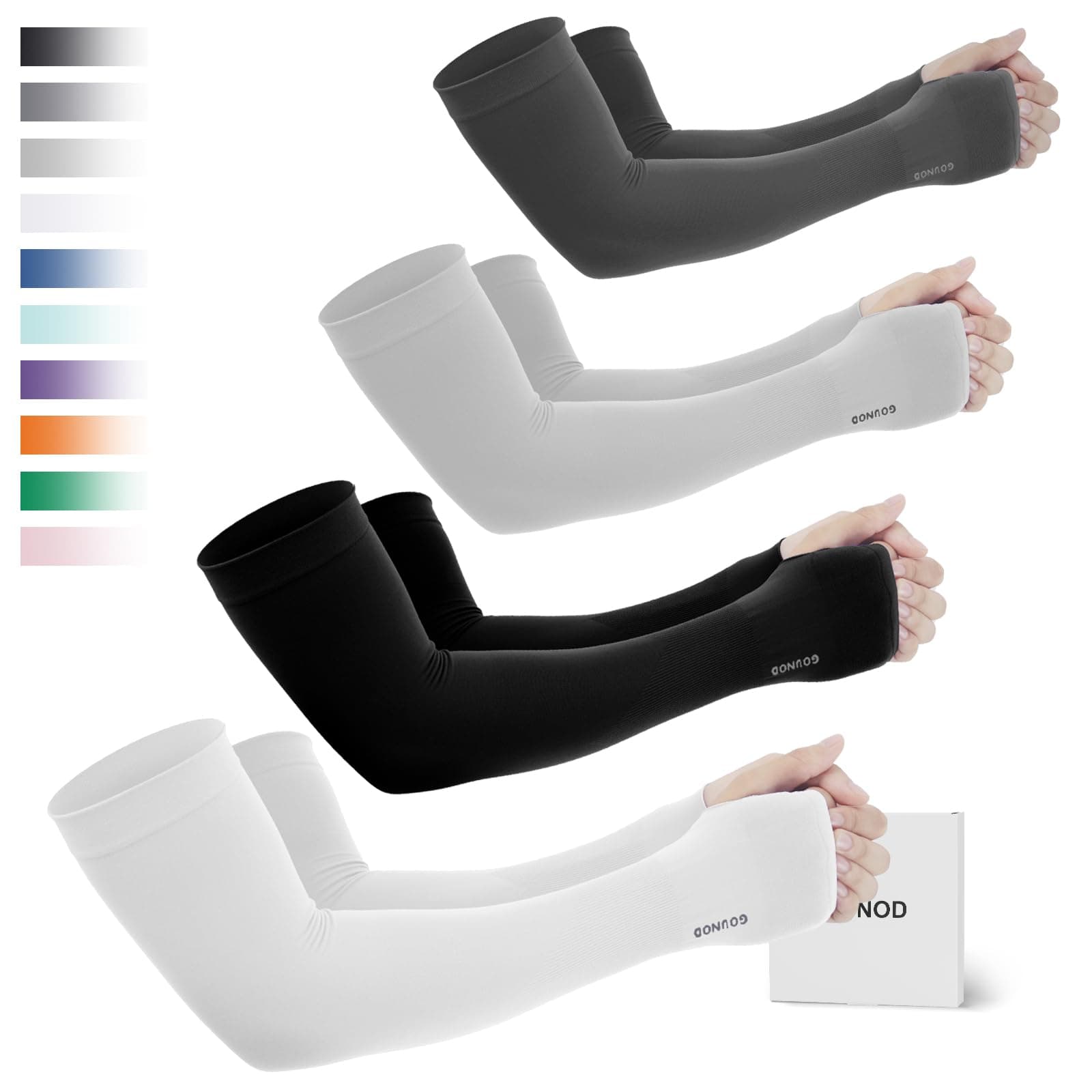 GOUNOD Sun Protection Cooling Arm Sleeves with Thumb Holes - Gardening Outdoors Sports Workouts Sunscreen Arm Sleeves
