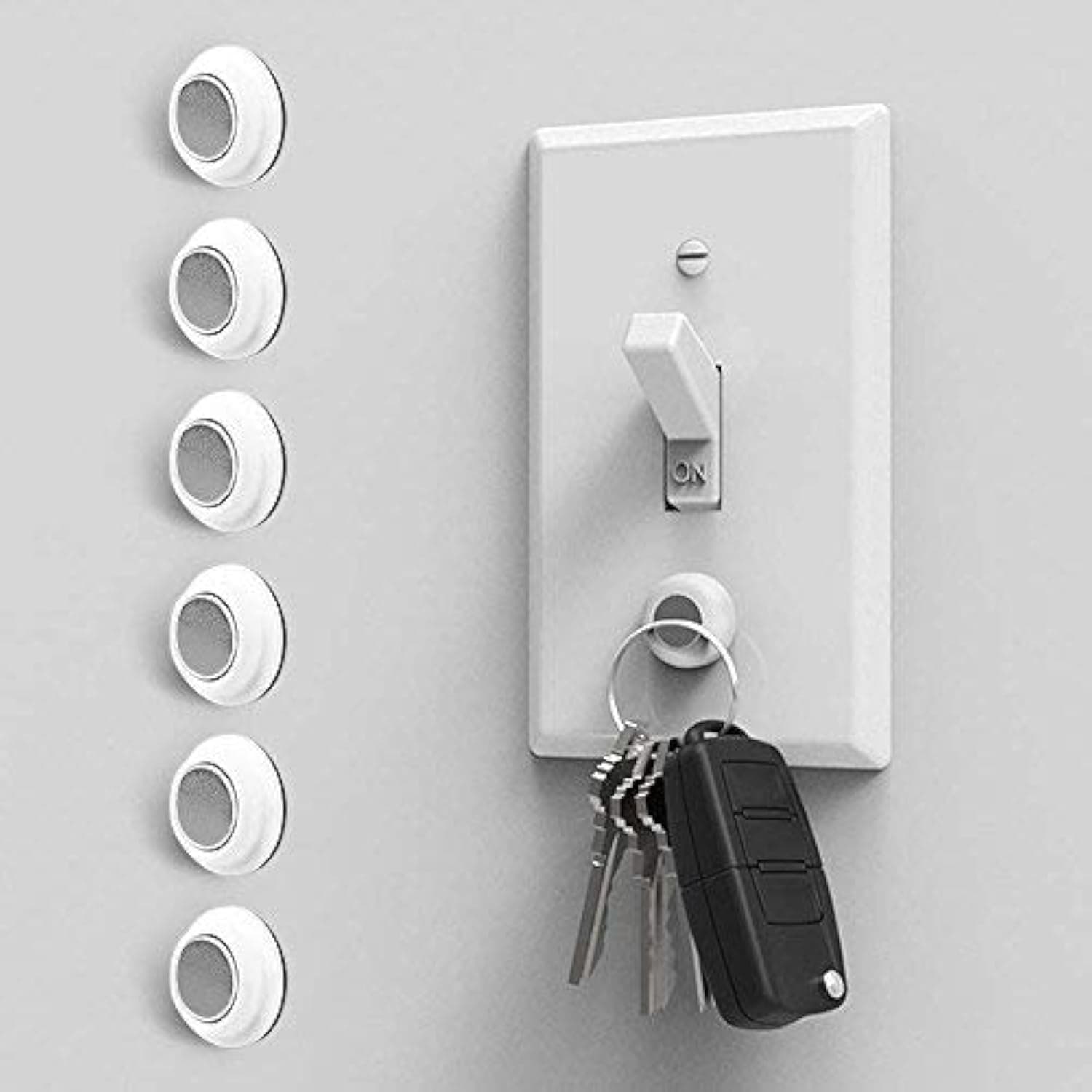 Eutuxia Magnetic Key Holder for Wall - Get Your Car & Home Keys Easier and Faster. Heavy Duty Magnets, Wall Key Holder, No Drilling, 3M Key Hook. [6 PK]