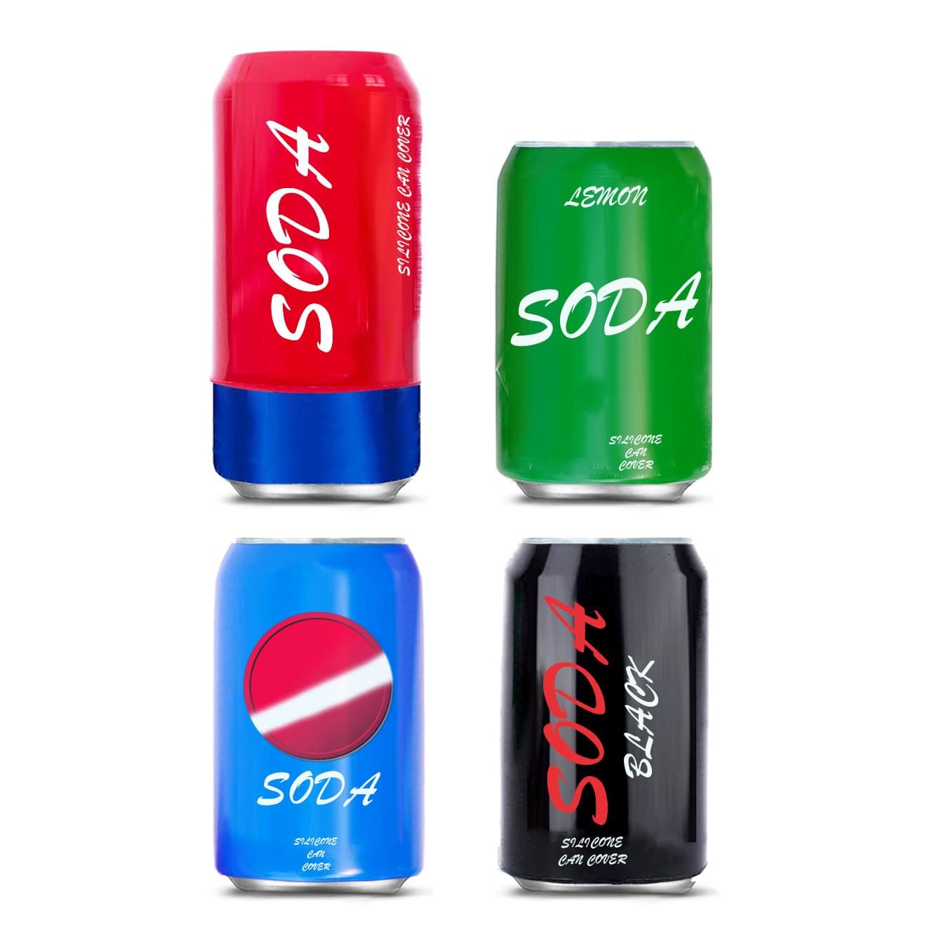 Simplation Can Covers That Look Like Soda, Silicone Sleeves For Cans, Wraps, Fits All 12Fl Oz 355Ml (4 Pack, Mixed)