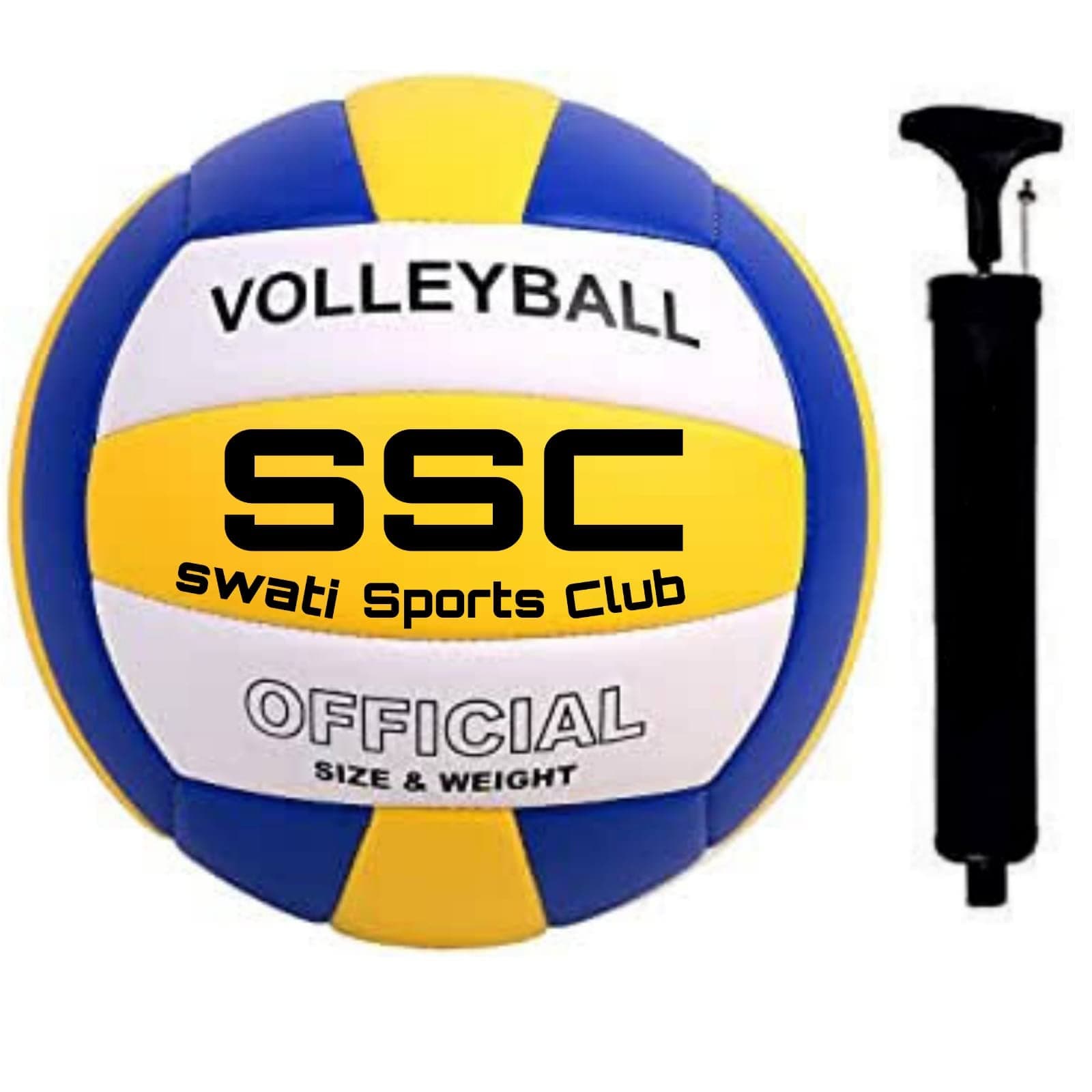 SSC PVC Synthetic Volleyball Size-4 with air Pump Official Size and Weight (Pack of 1)