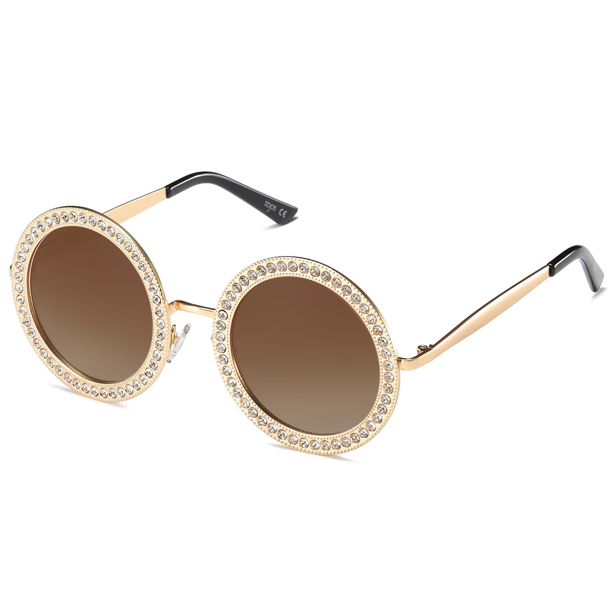 Shining Oversized Round Rhinestone Sunglasses Festival Gem Sunnies SJ1095