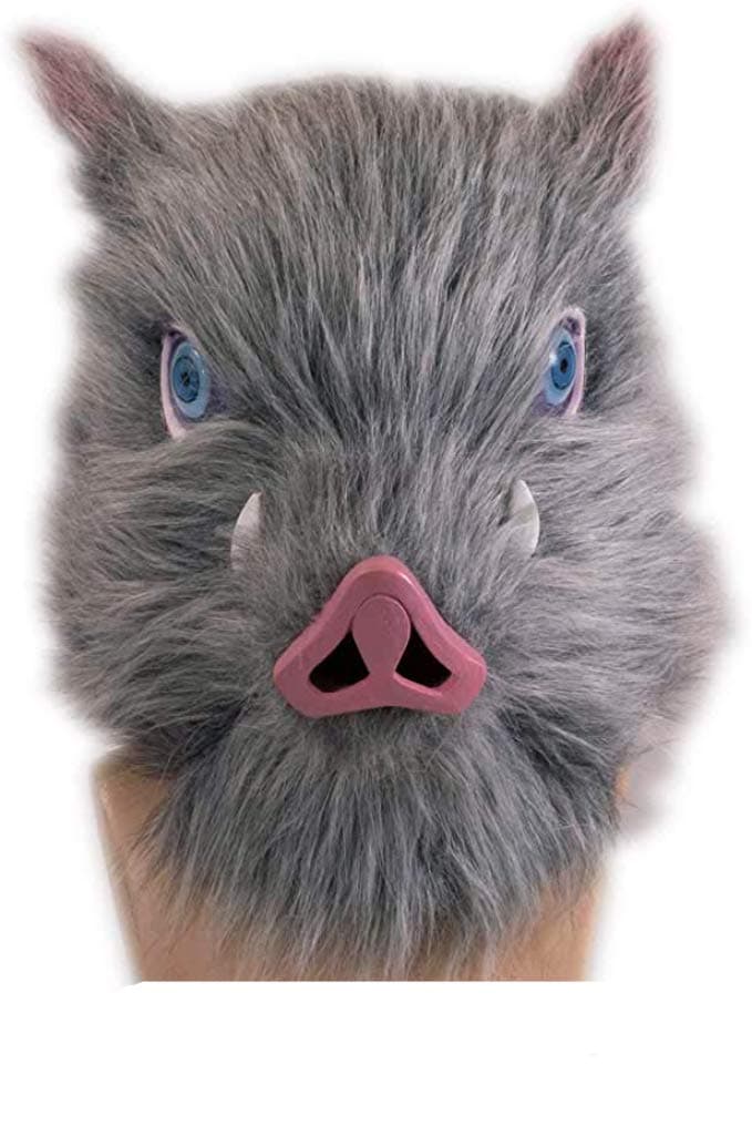 Demon Slayer Mask Hashibira Inosuke Latex Helmet Cosplay Costume Halloween Fancy Dress Anime Merchandise Accessories for Adult