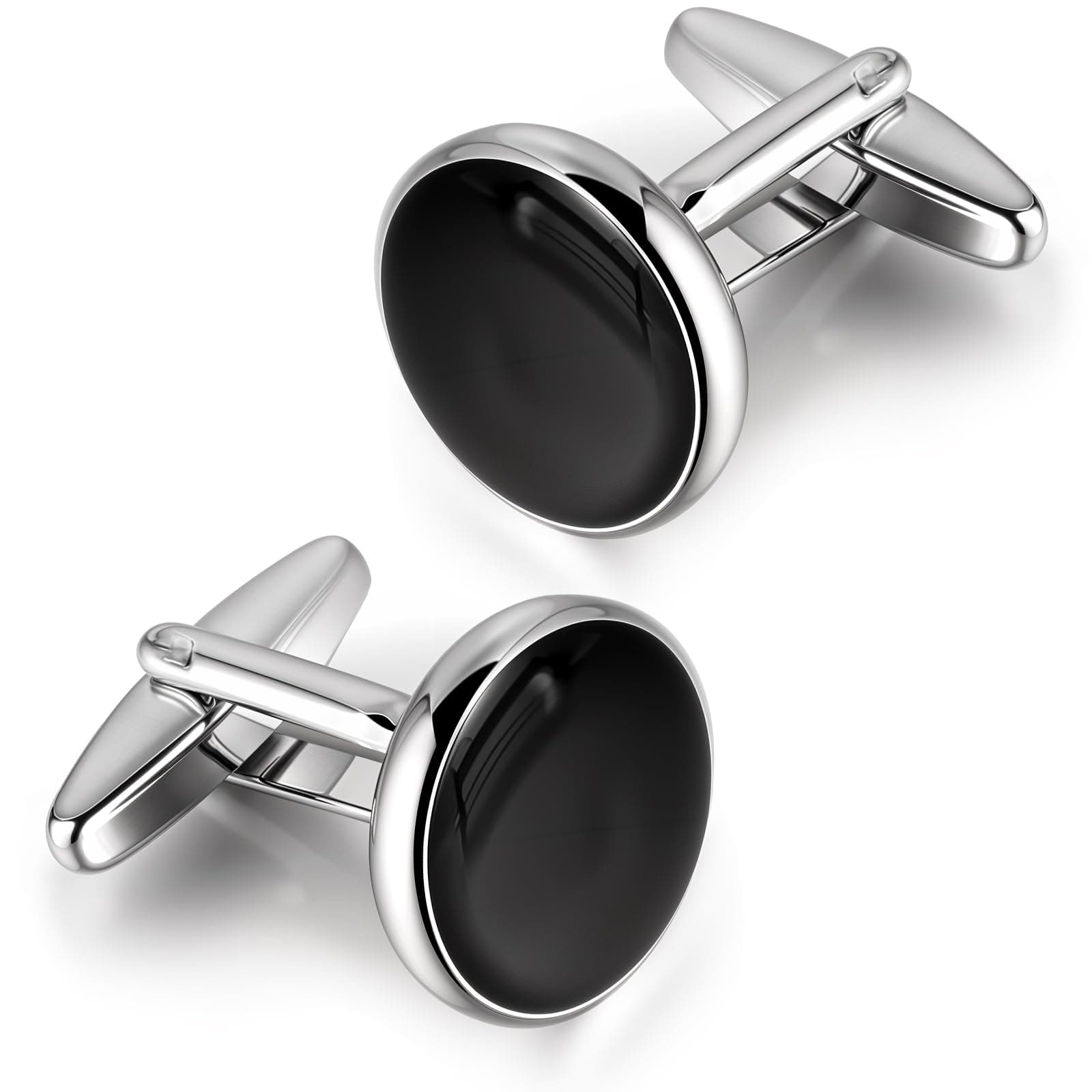 Mens Classic Black Silver Cuff Links, Elegant Men's Cuff Links for Business and Wedding, Copper Alloy Cufflinks, Mens Cufflinks for Formal Attire