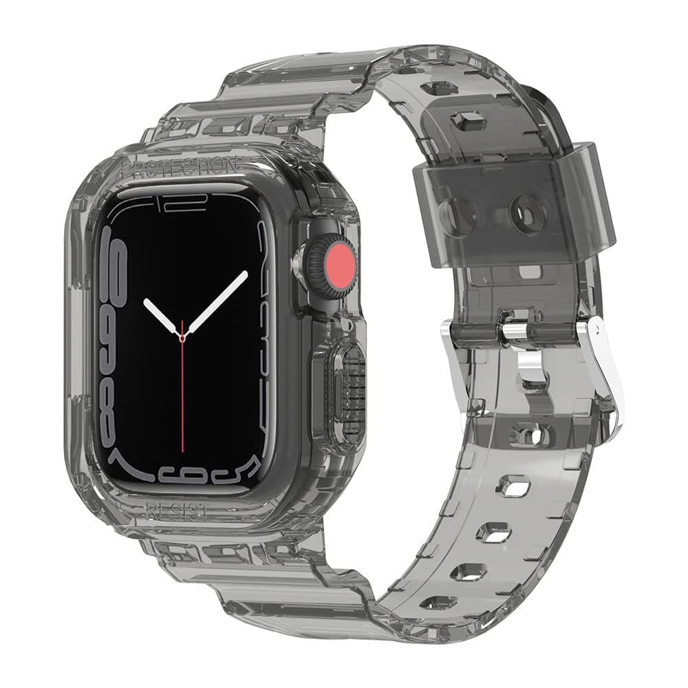 SUIMUMUCompatible with Apple Watch Straps with Case Transparent Clear Rugged Bumper Sports Crystal Soft Bumper Watch Band Strap Protective Case for Apple Watch Series 9 8 7 6 5 4 SE(Not Include Watch)