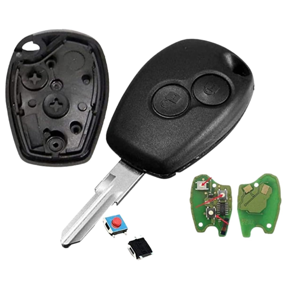KEYCEPT Premium 2 Button Remote Key Shell for Renault Duster, Logan, Lodgy, Kwid, Nissan Terrano, Mahindra Verito - Durable Key housing/Body/case Replacement.